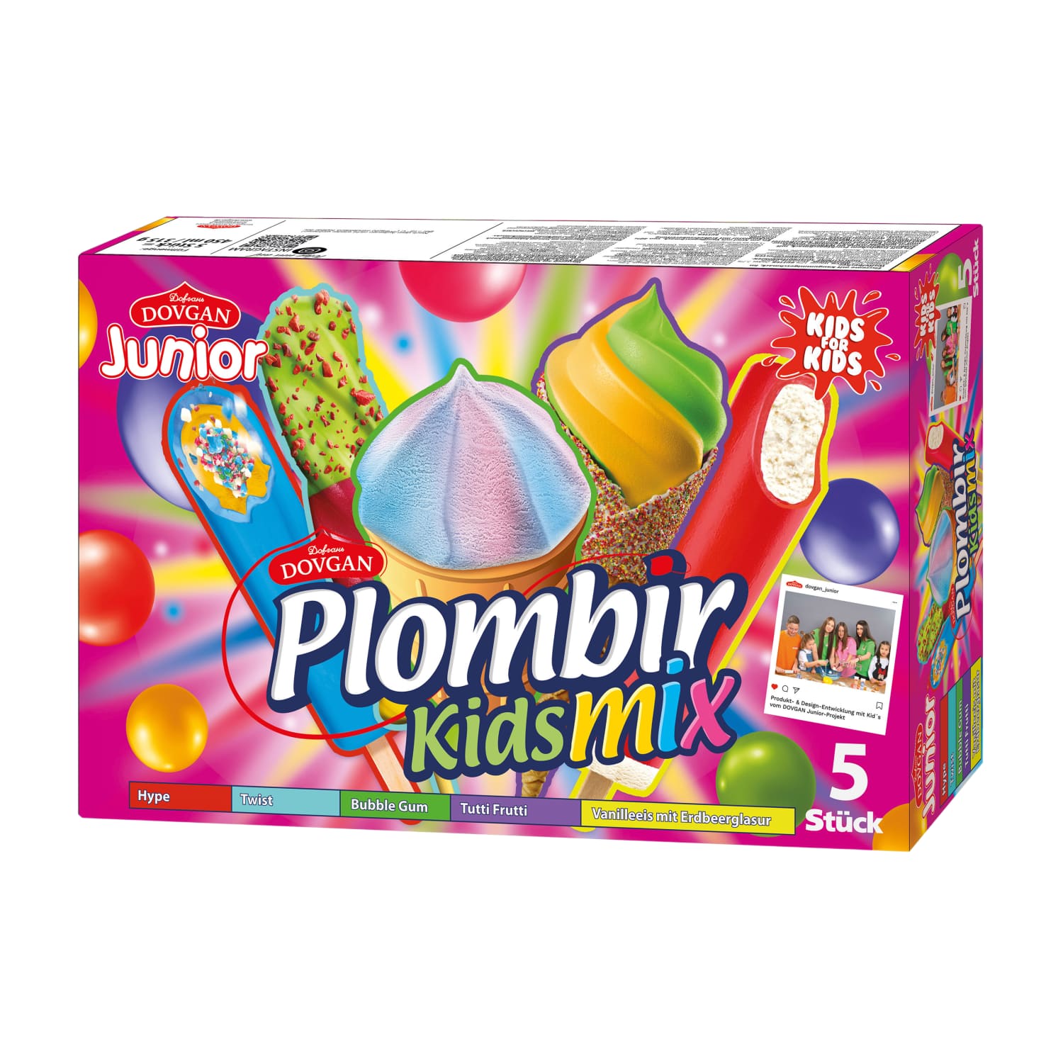Мороженое KIDS MIX, 5 шт., 315 г / 450 мл