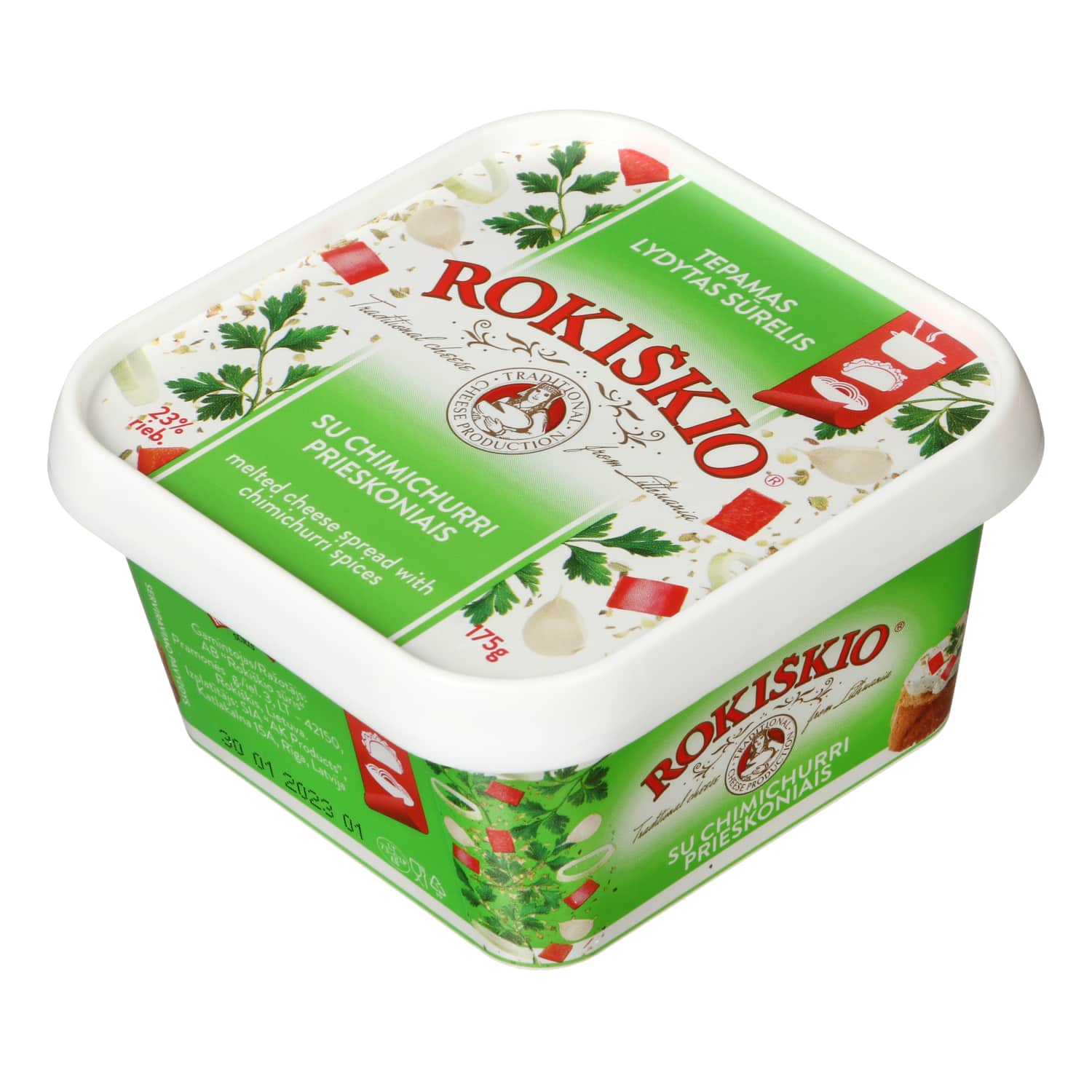 Processed cheese with spices ROKIŠKIO, 23 %, 175g