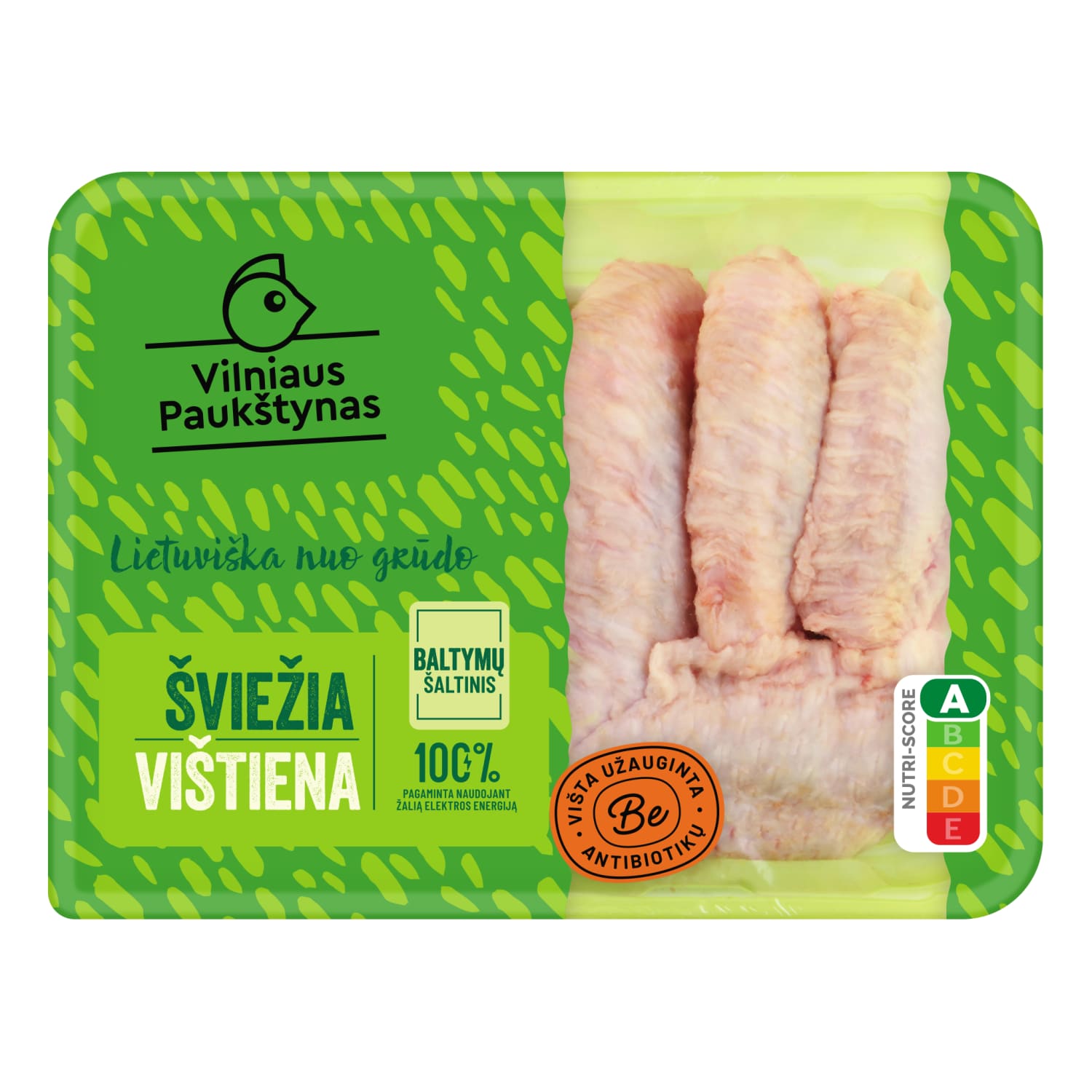 Broilerių sparnų vid. dalys be antib., 500 g
