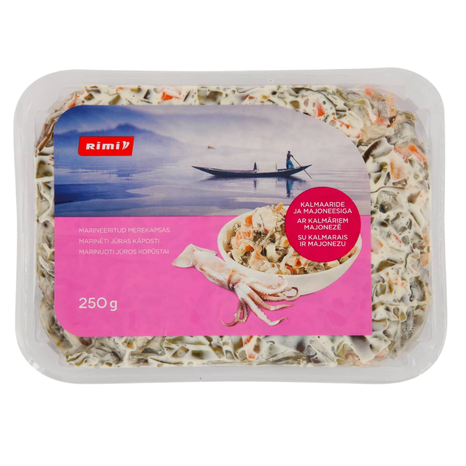 Маринованная морская капуста с кальмарами майонез RIMI, 250 г