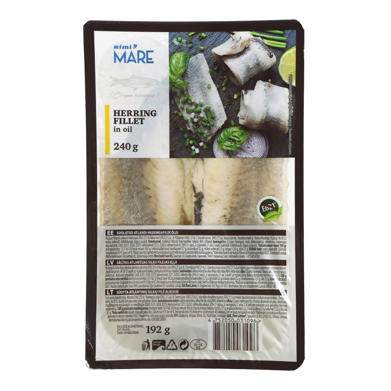 Соленая филе сельди в масле RIMI 240G/192G