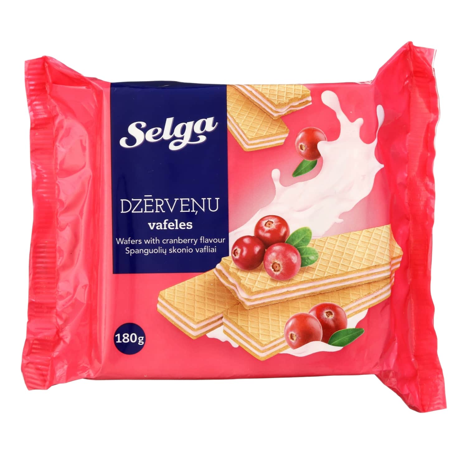 Вафли с начинкой из клюквы SELGA, 180 г