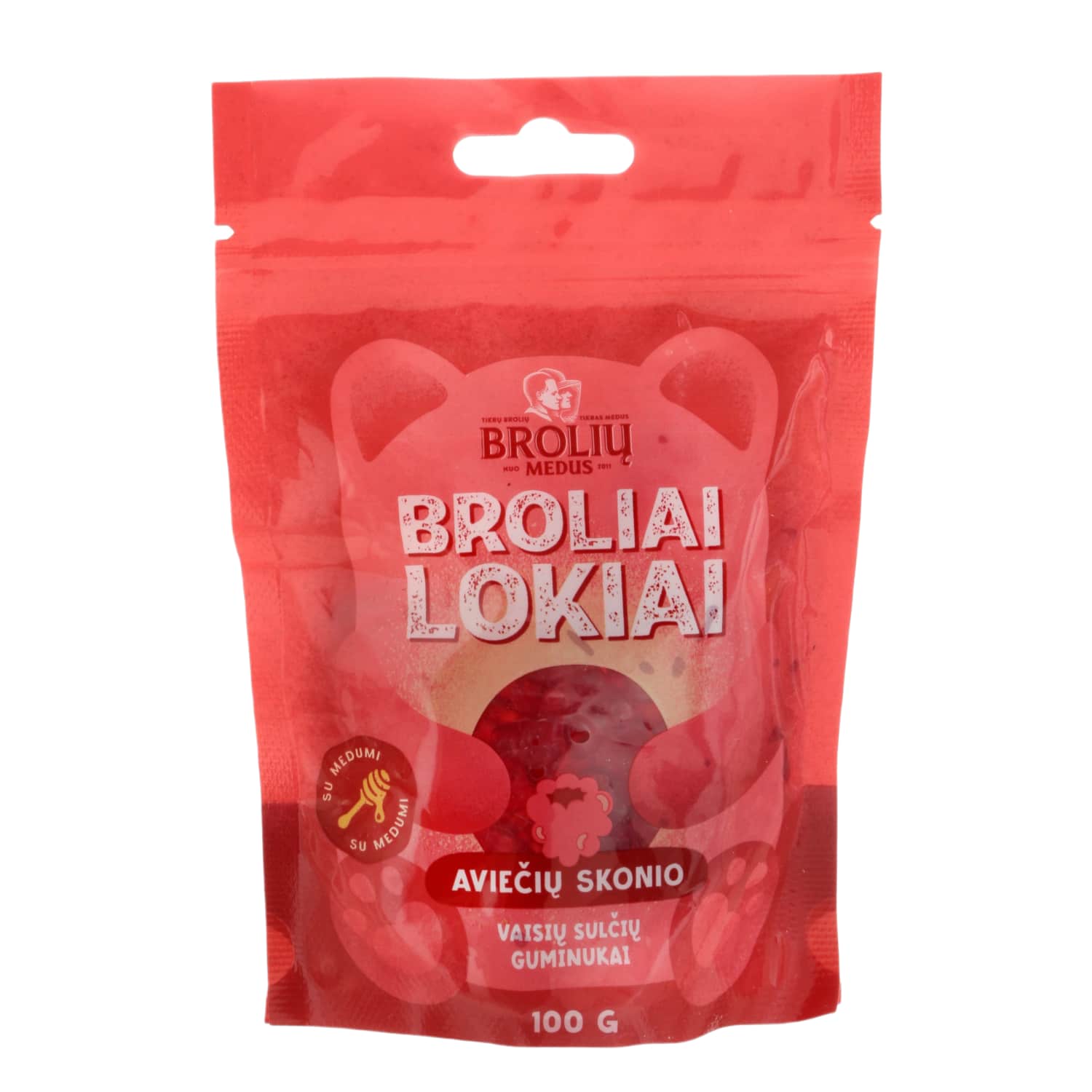 Aviečių skonio guminukai BROLIŲ MEDUS, 100 g