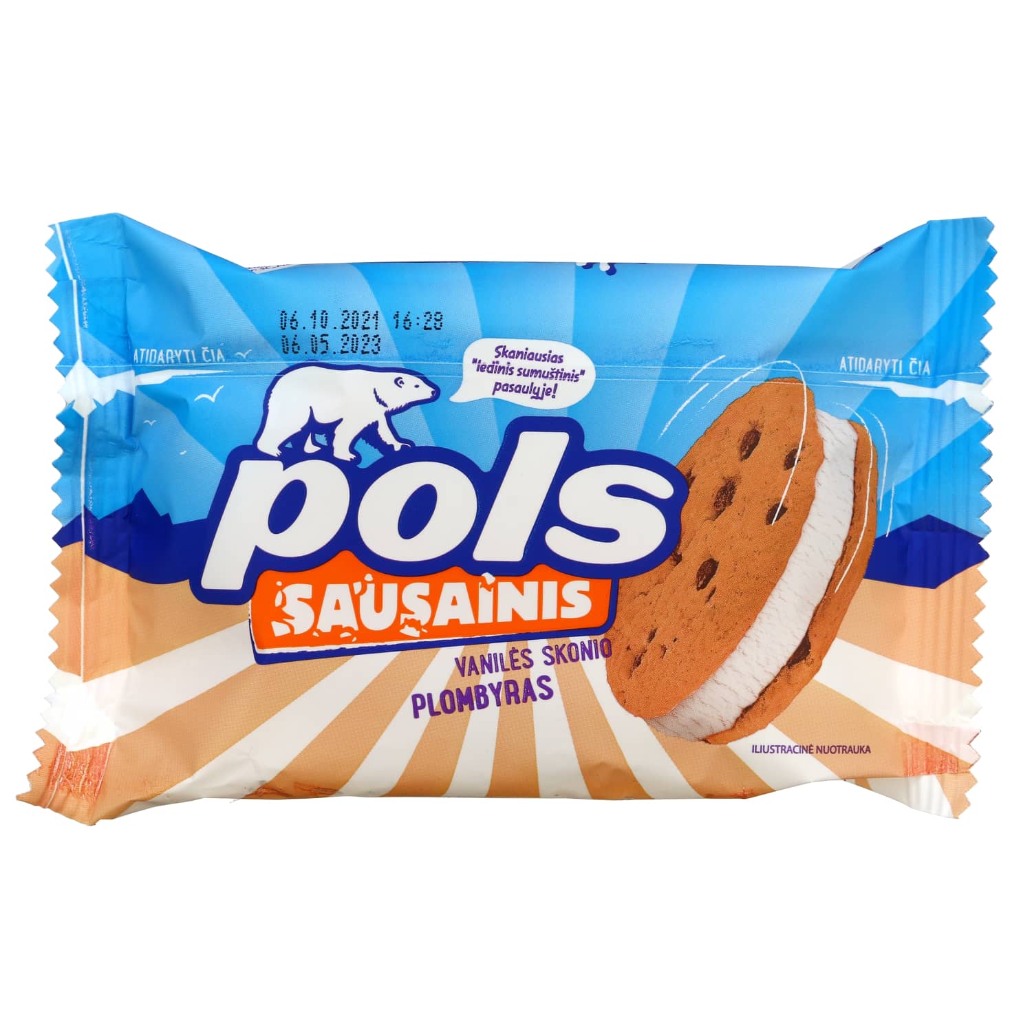Vanilla ice cream sandwich POLS, 140ml/75g