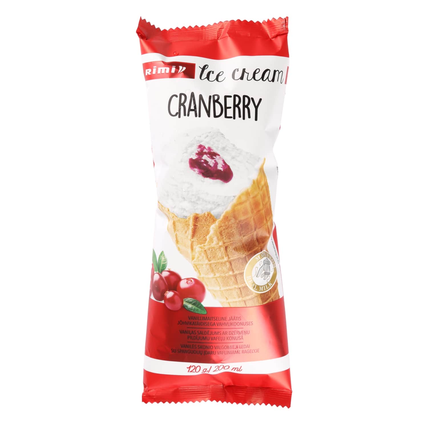 Ice cream with cranberry filling RIMI, 200 ml / 120 g