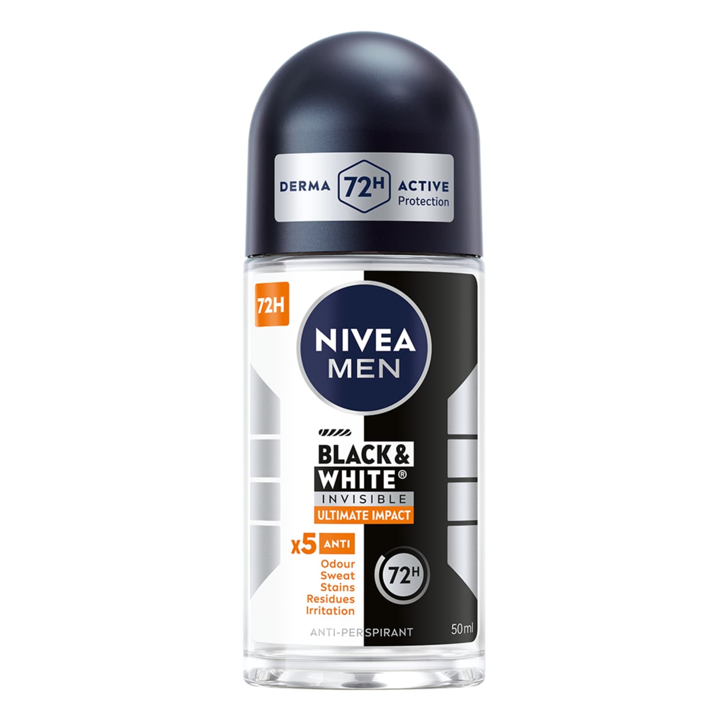Roll-on deodorant for men NIVEA B&W ULTIMATE IMPACT, 50 ml