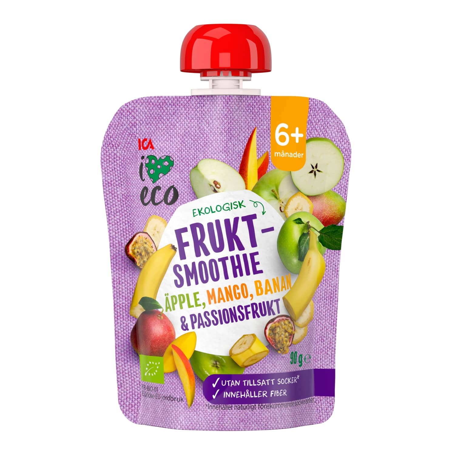 Puree I LOVE ECO with mango, banana, passion fruit, 90 g