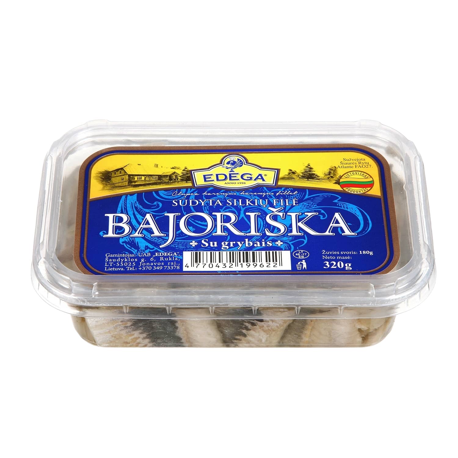 Соленая BAJORIŠKA филе сельди с грибами, 320g