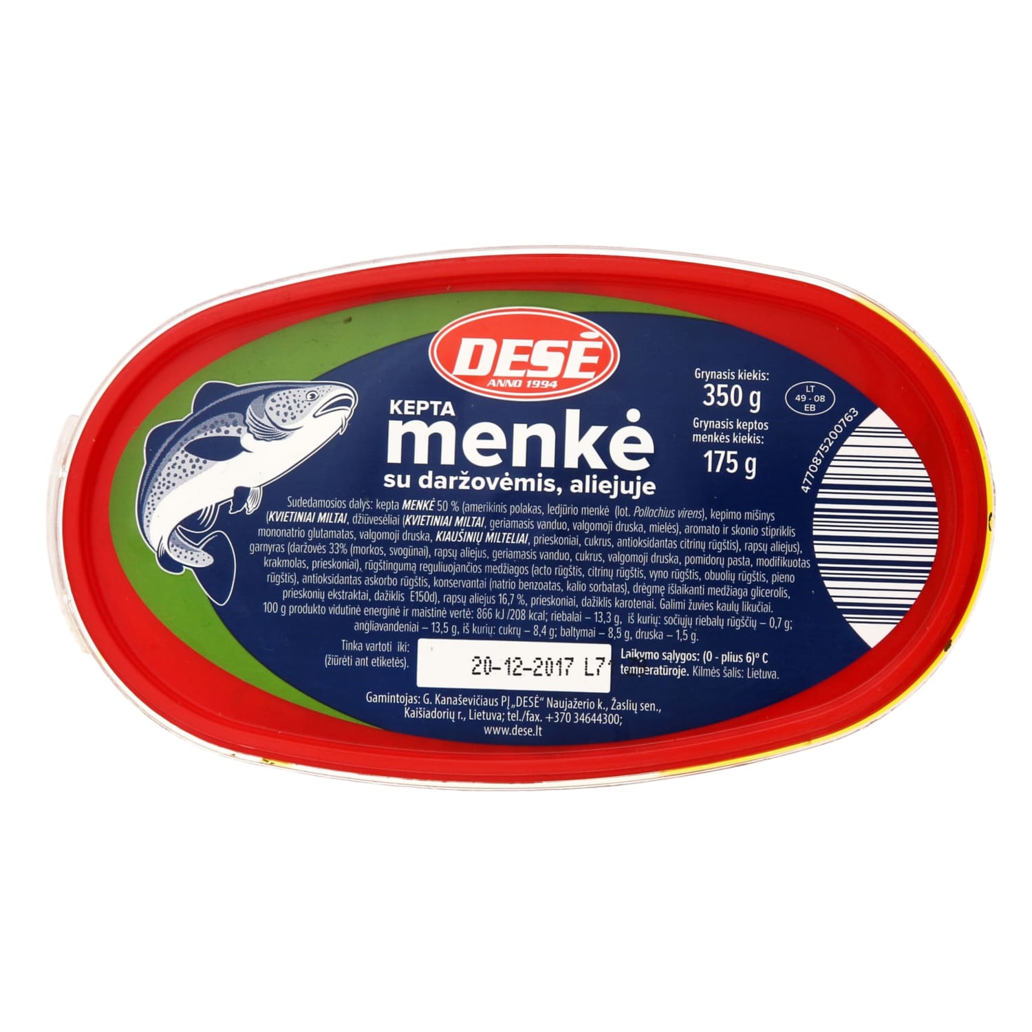 Треска с овощами в масле DESĖ, 350 г
