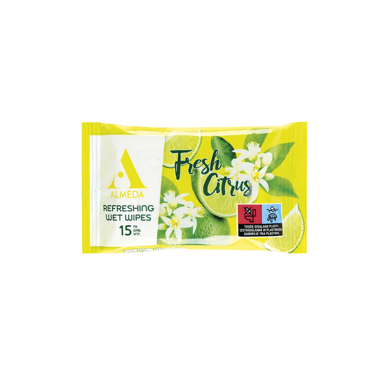 Влажные салфетки ALMEDA FRESH ЦИТРУС, 15 шт.