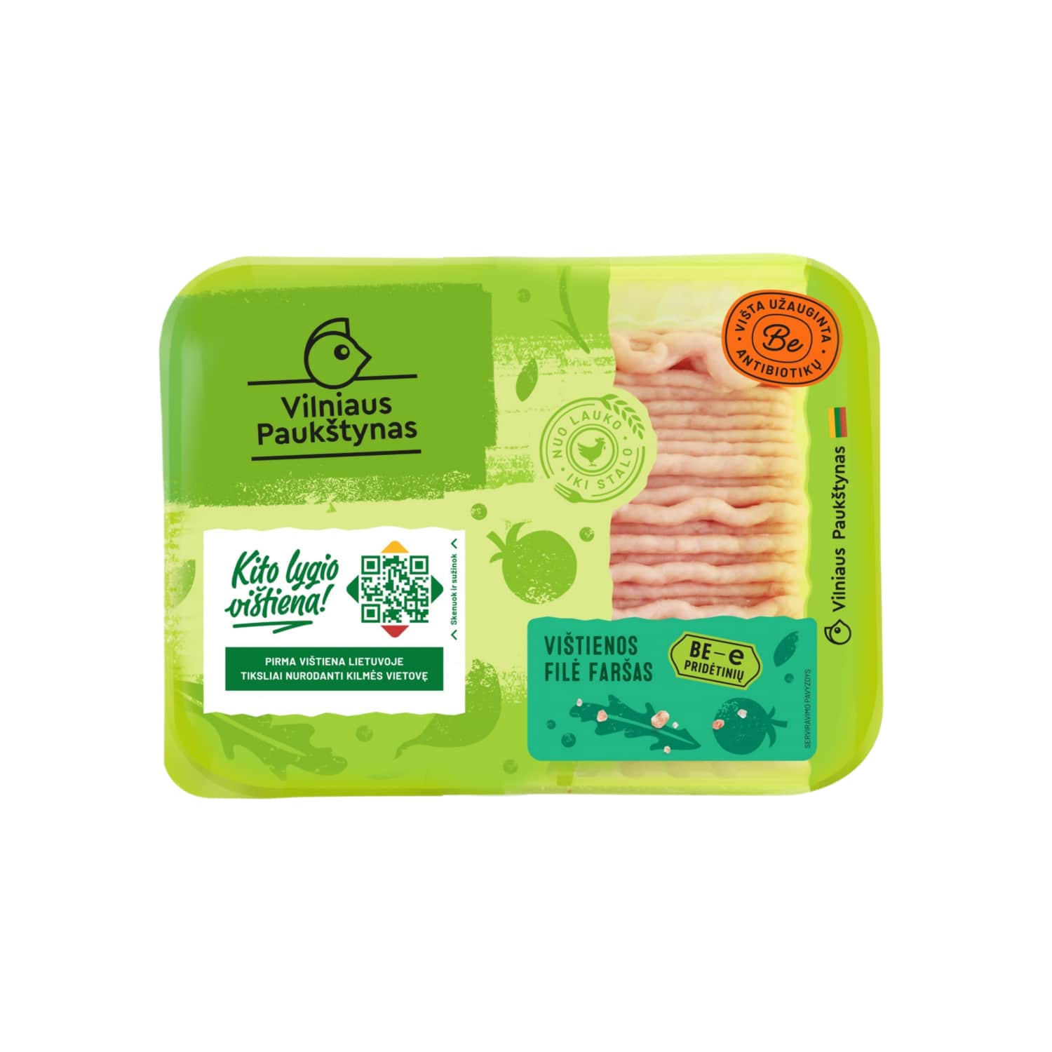 Minced chicken V.PAUKŠTYNAS fillet without E, 400 g