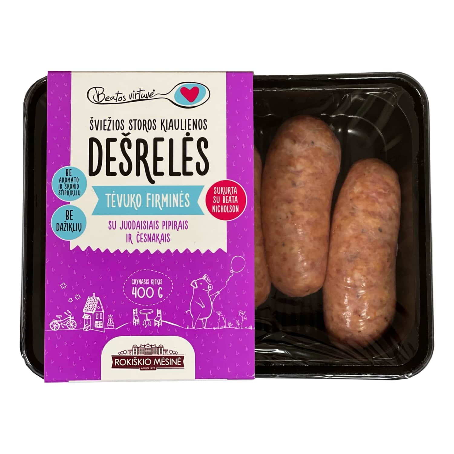 Storos TĖVUKO FIRMINĖS kiaul. dešrelės, 400 g