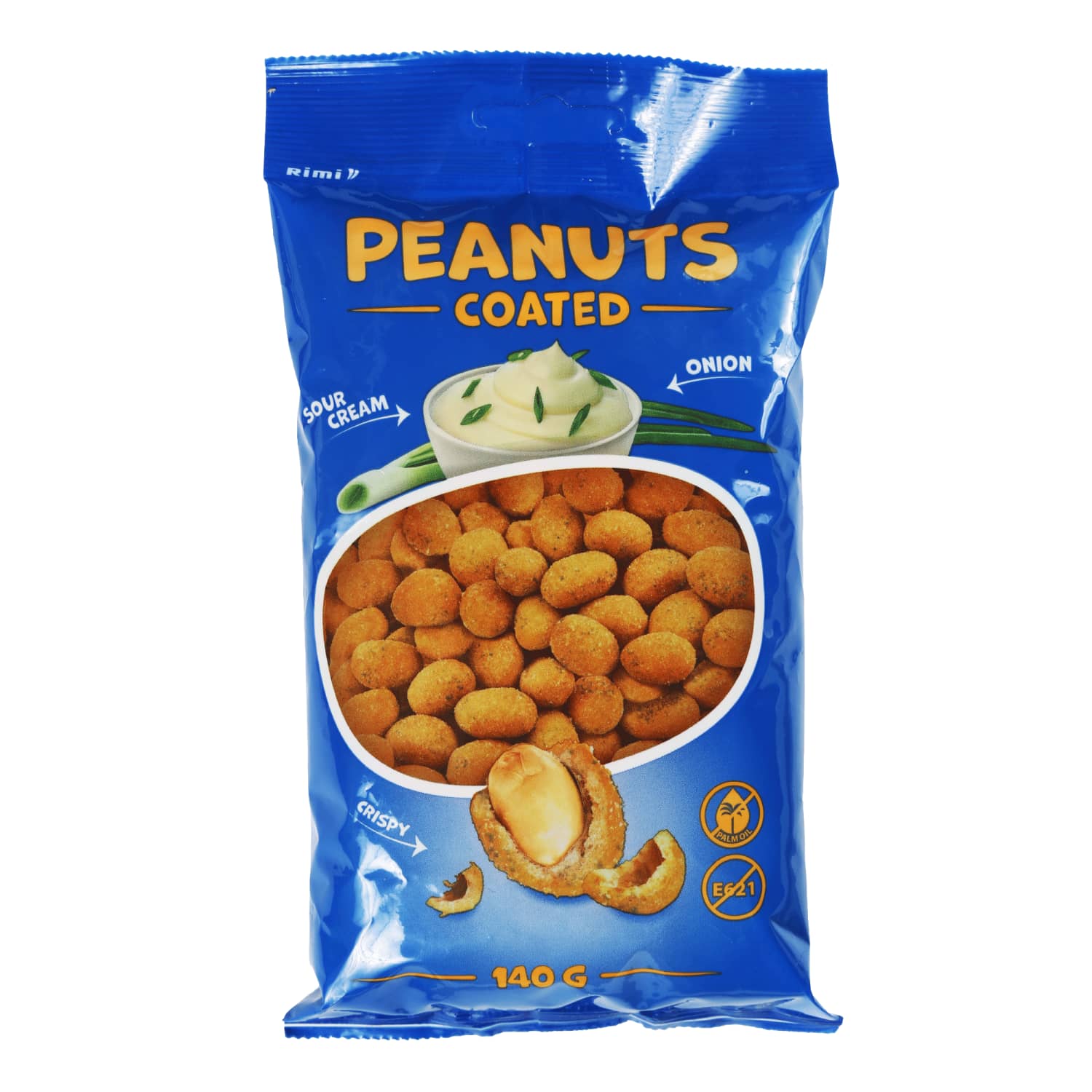 Peanuts RIMI, sour cream and onion flavor, 140 g