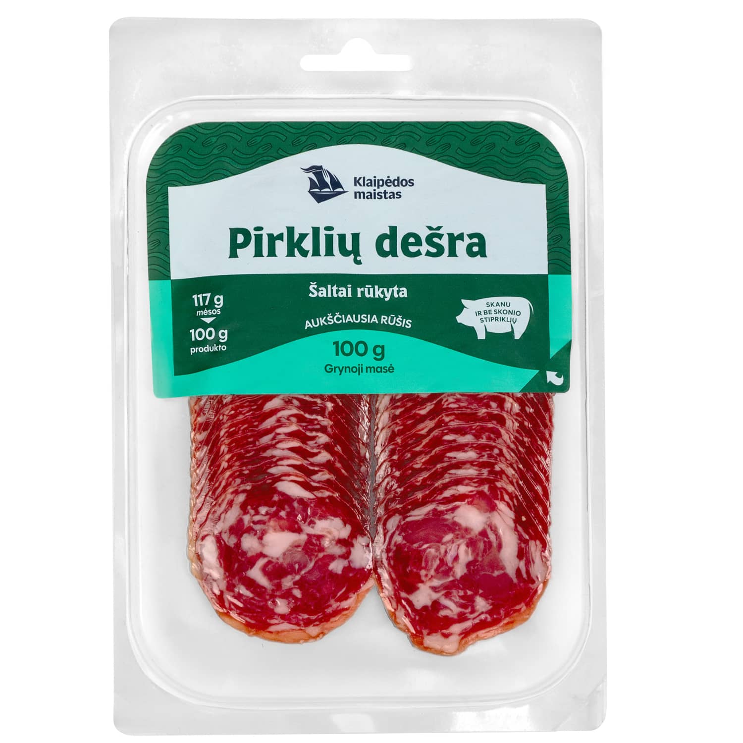 Šaltai rūkyta PIRKLIŲ dešra, a. r., 100 g