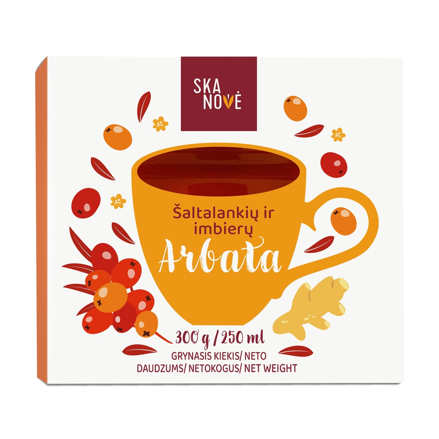 Sea buckthorn tea with ginger SKANOVĖ, 300 g