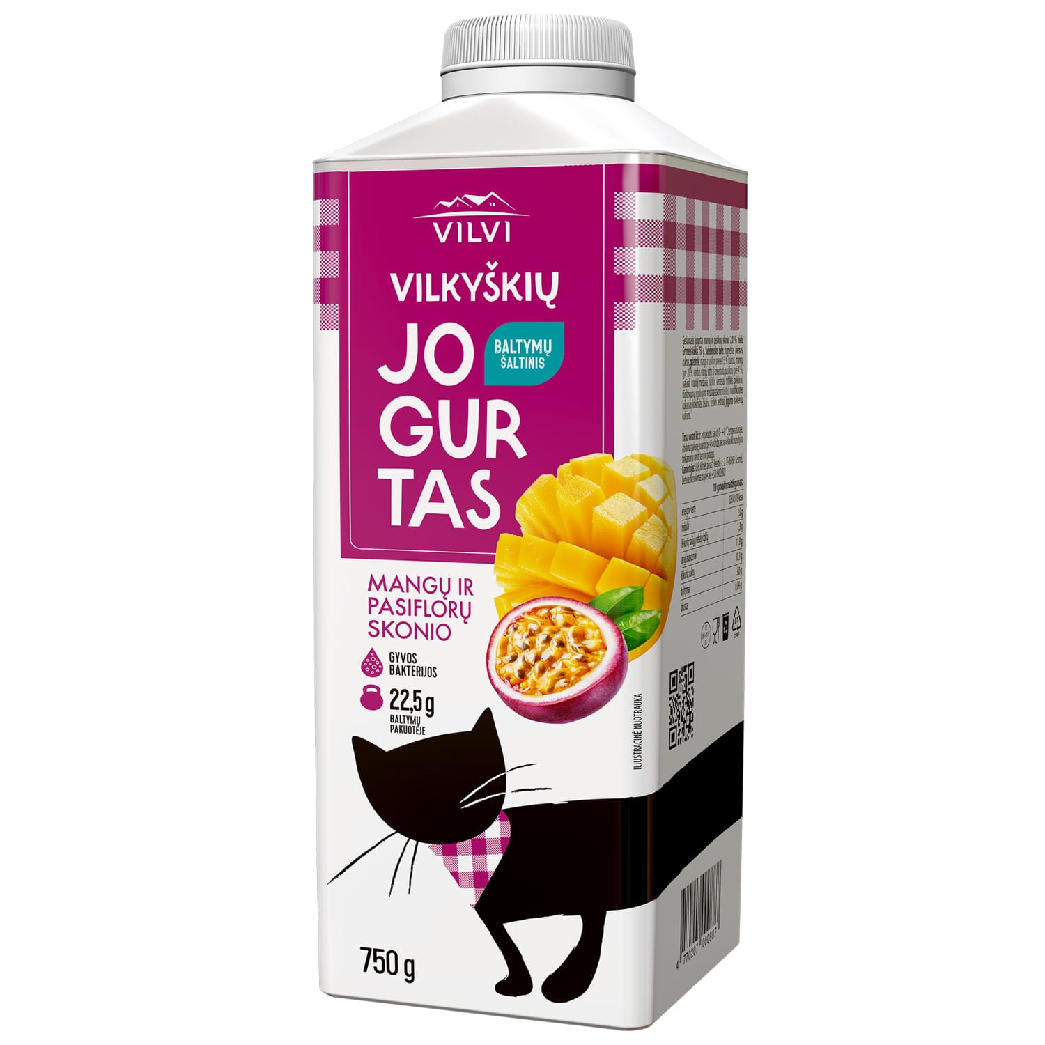 Mango and passion fruit flavored yogurt VILVI, 2%, 750g