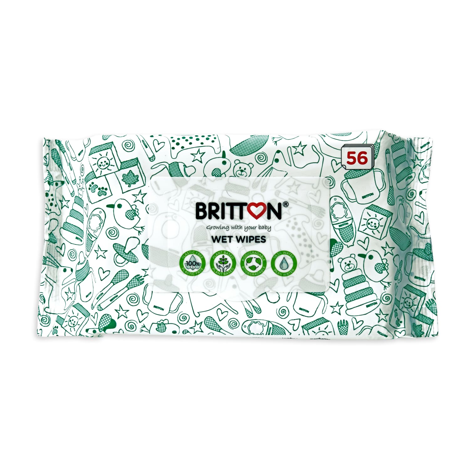 Влажные салфетки BRITTON, 56 шт.