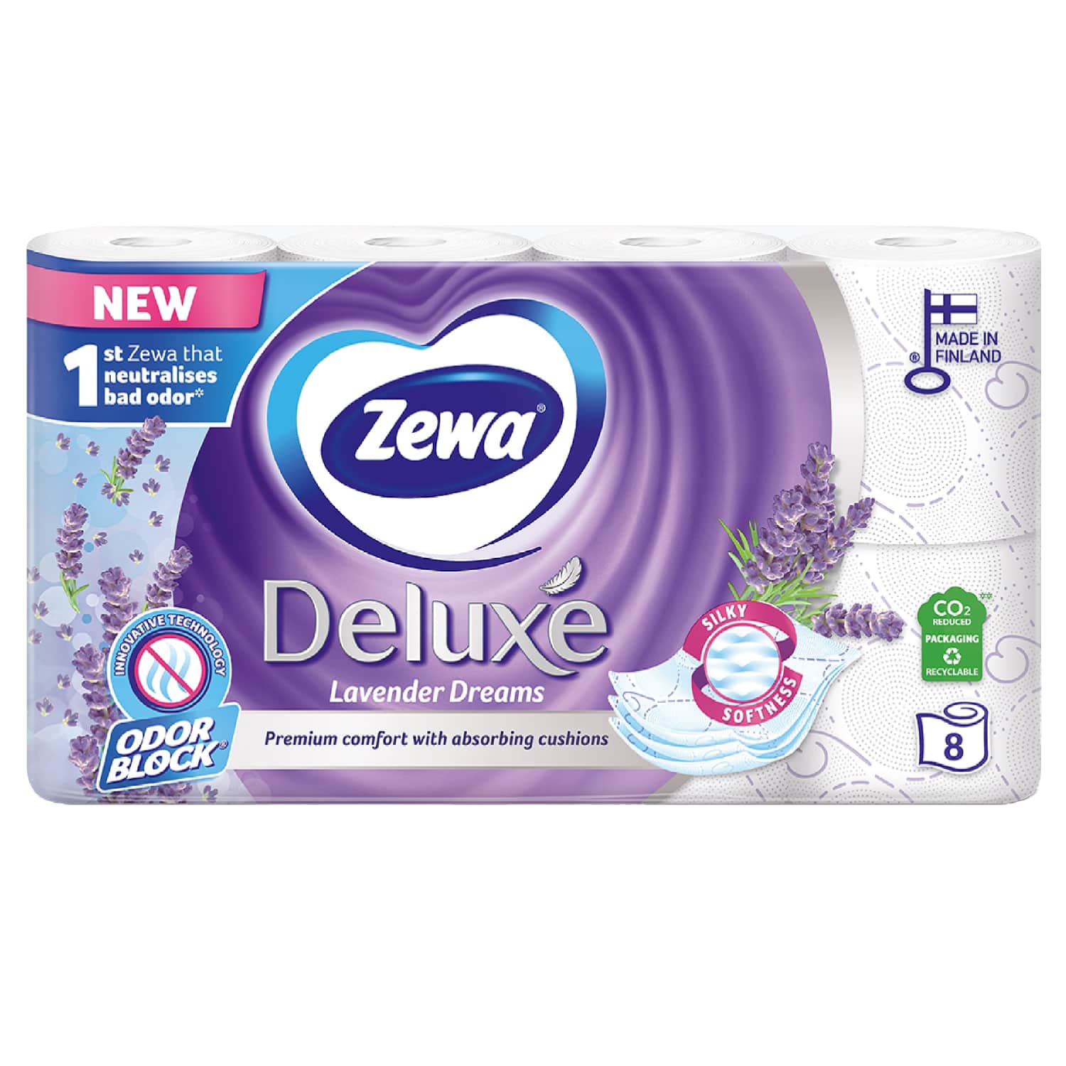 Туалетная бумага ZEWA DELUXE, 3 слоя, 8 шт.