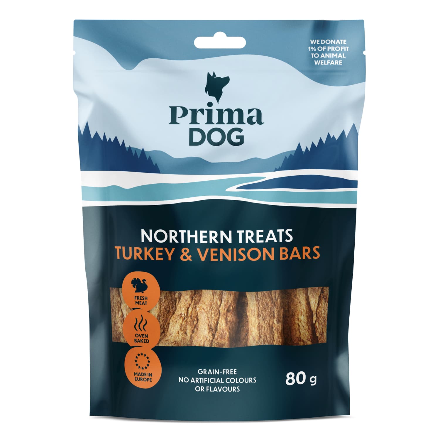 Полоски индейки, оленины PRIMA DOG, 80г