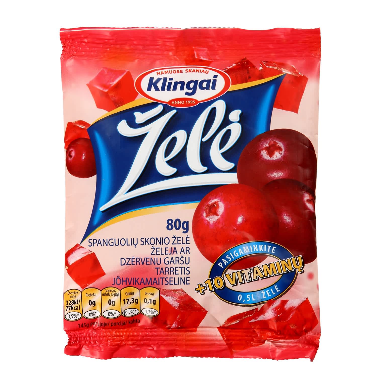 Cranberry flavored jelly KLINGAI, 80g