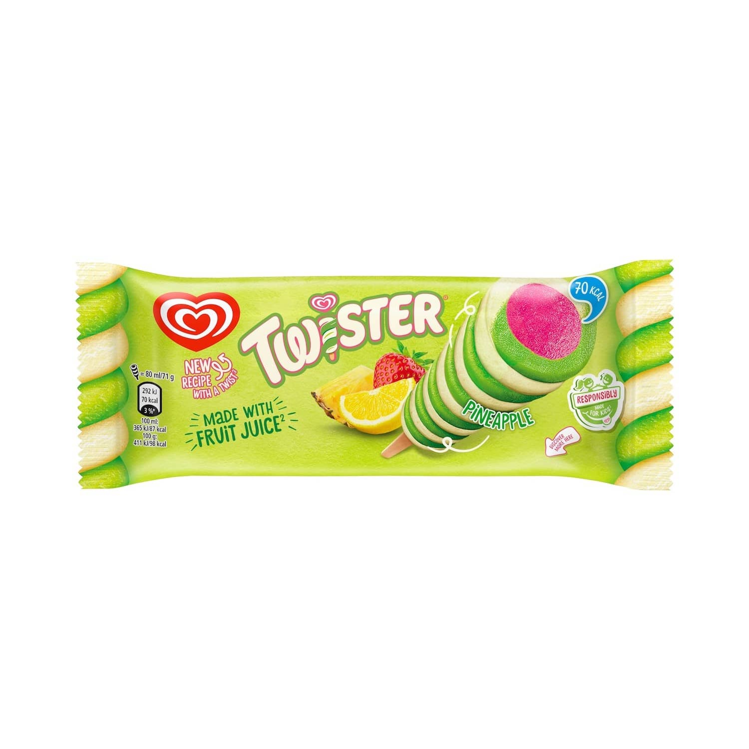 Eating ice cream TWISTER GREEN PINEAPPLE, 80ml/71g