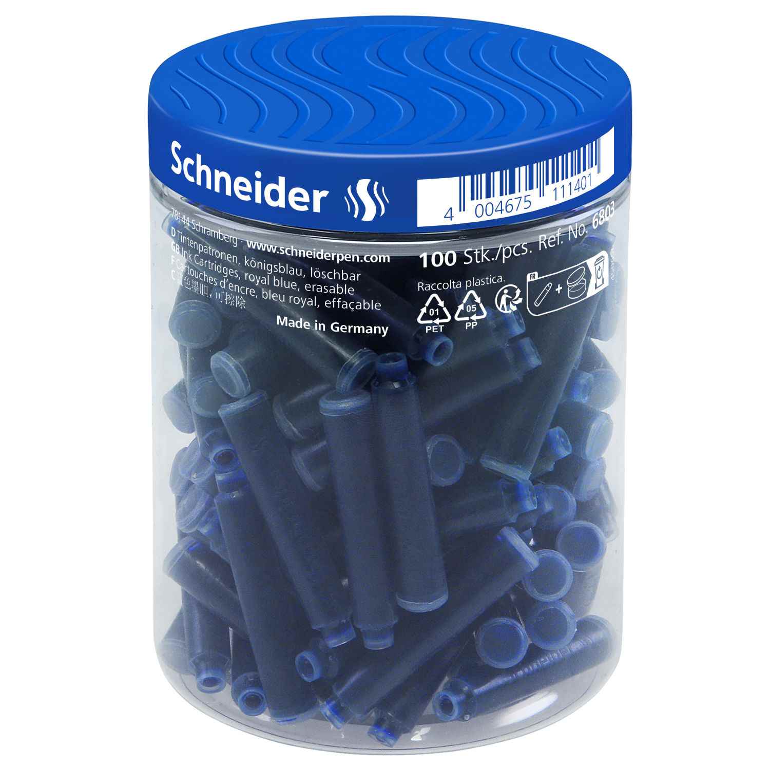 Ištr. mėl. rašalo kasetės SCHNEIDER, 100 vnt.