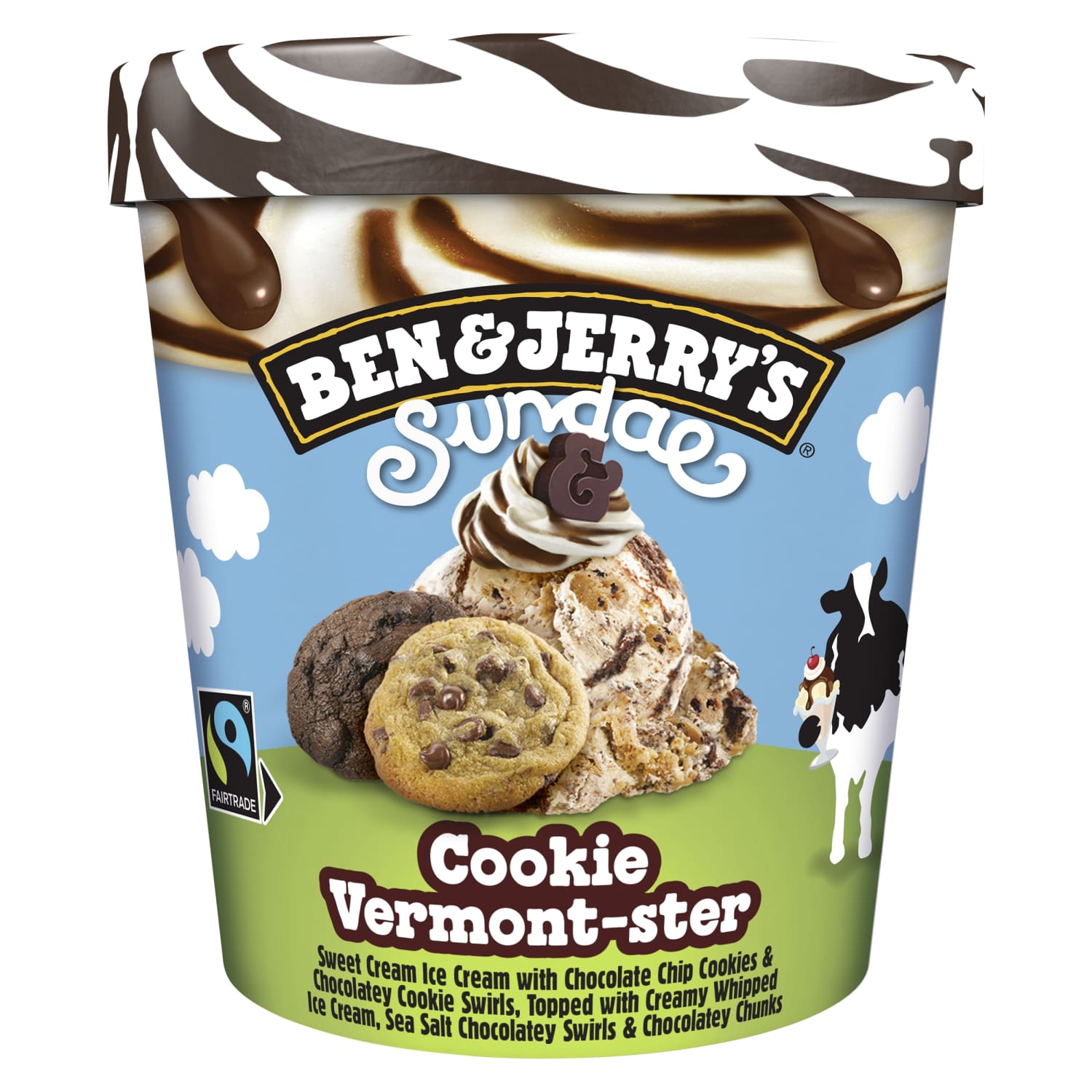 Ice cream with B&J SUNDAE sauce, 427ml/324g