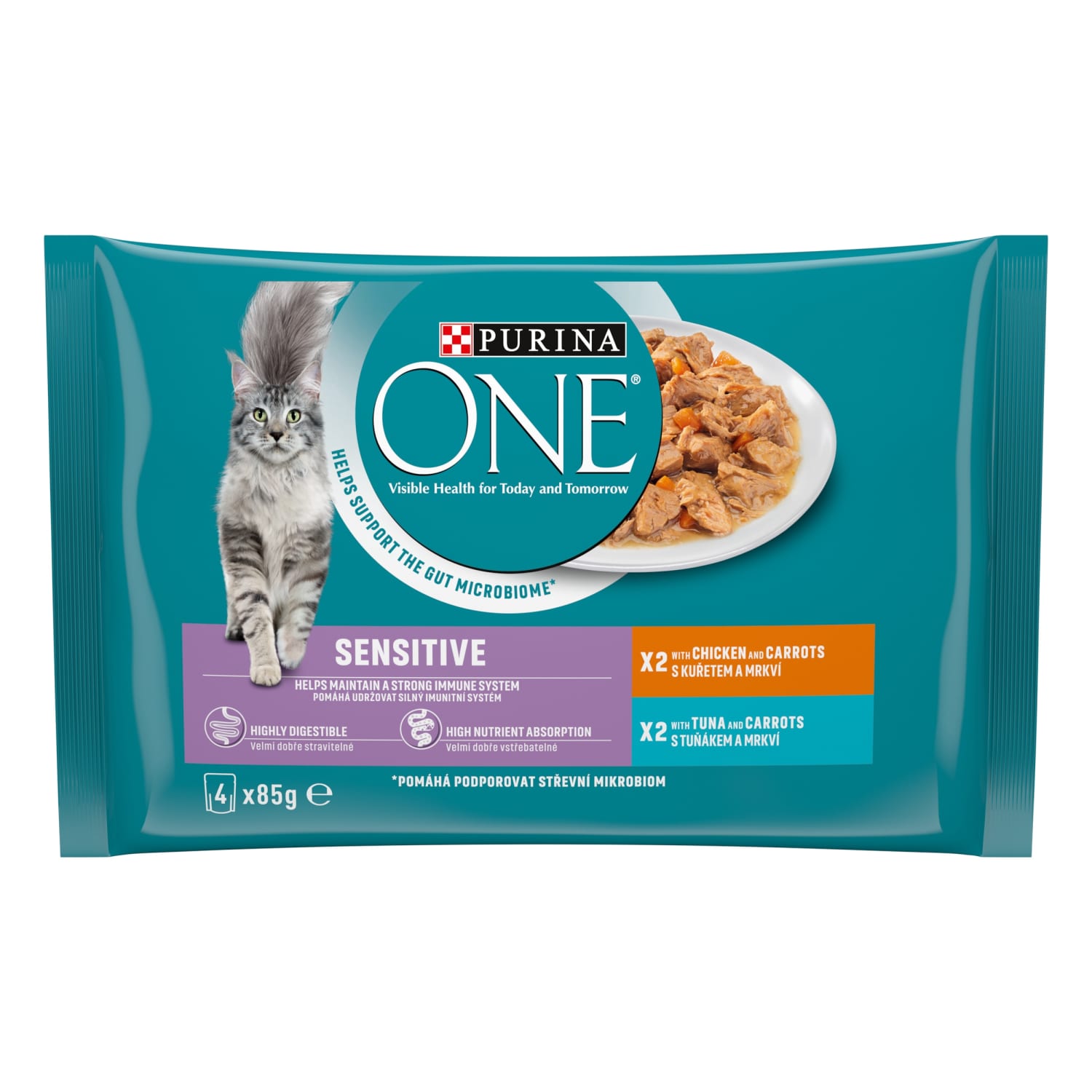 Корм для кошек PURINA ONE SENSITIVE, 4 x 85 г