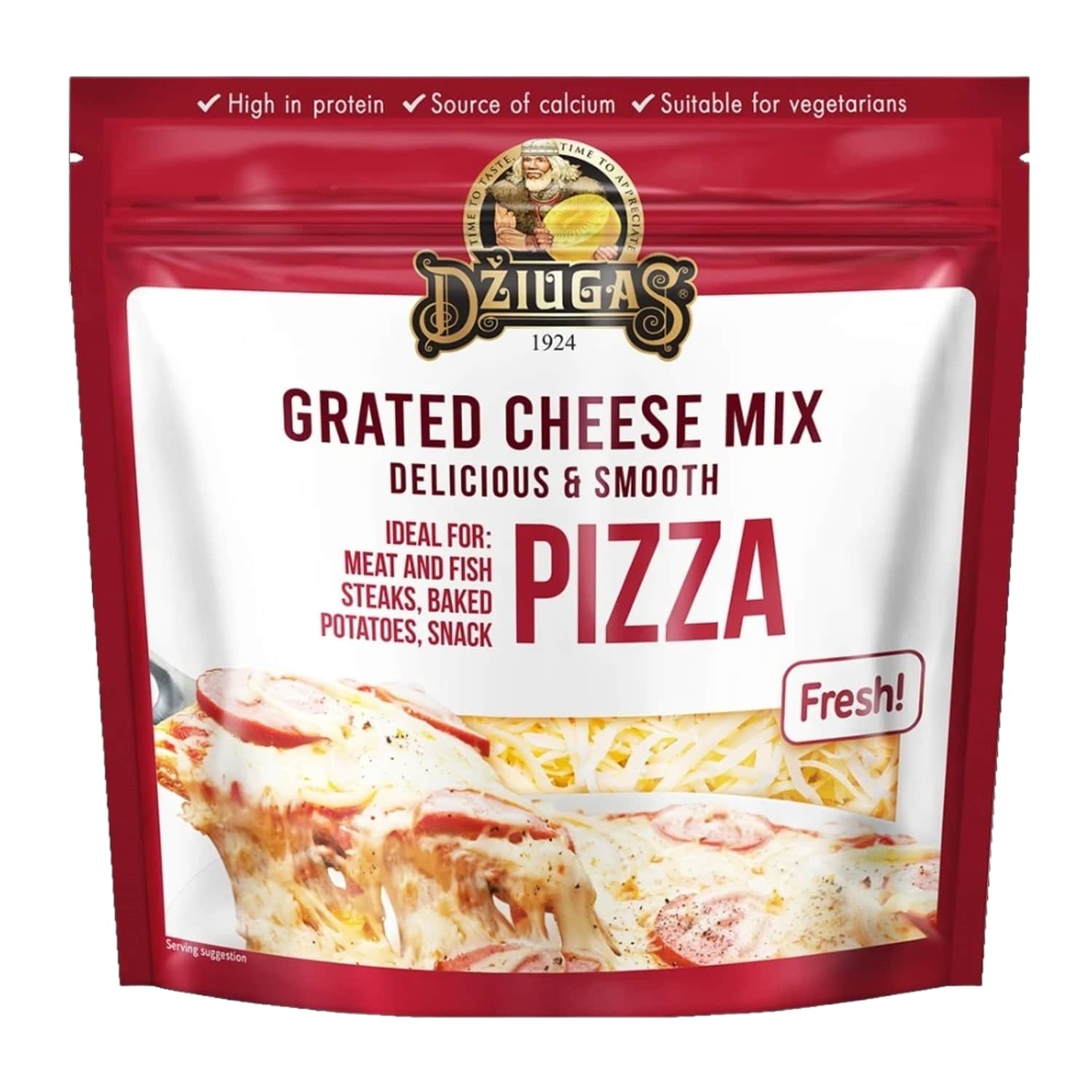 Grated cheese for pizza DŽIUGAS MIX, 43% fat, 200g