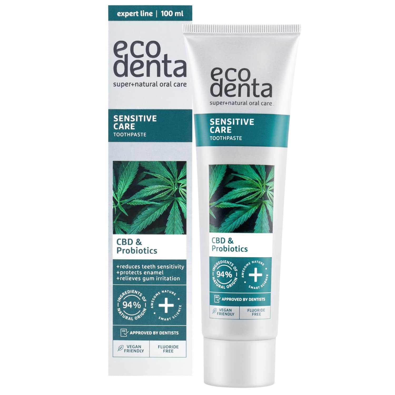 Dantų pasta ECODENTA su CBD ir probio. 100 ml