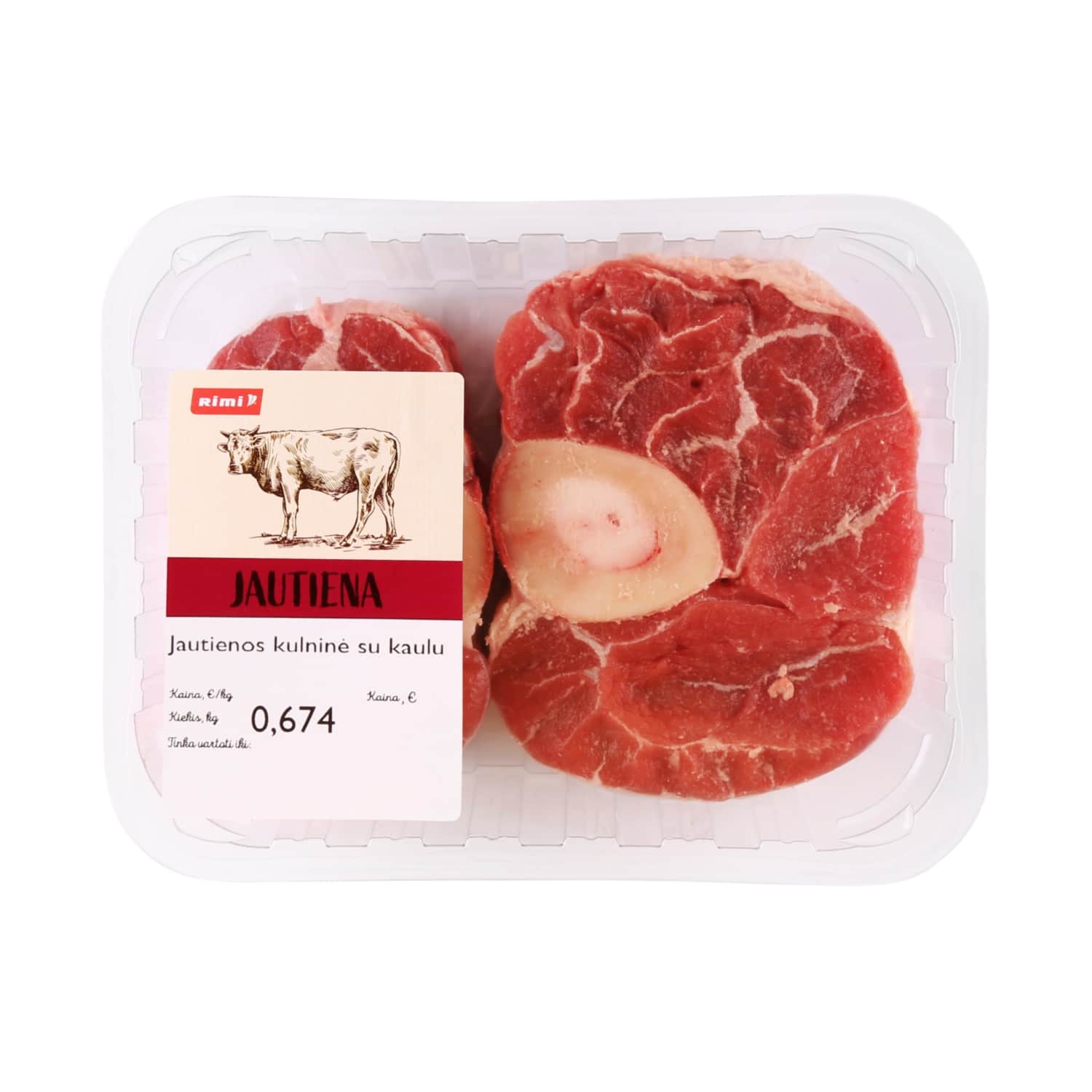 Sliced beef shank with bone, packed