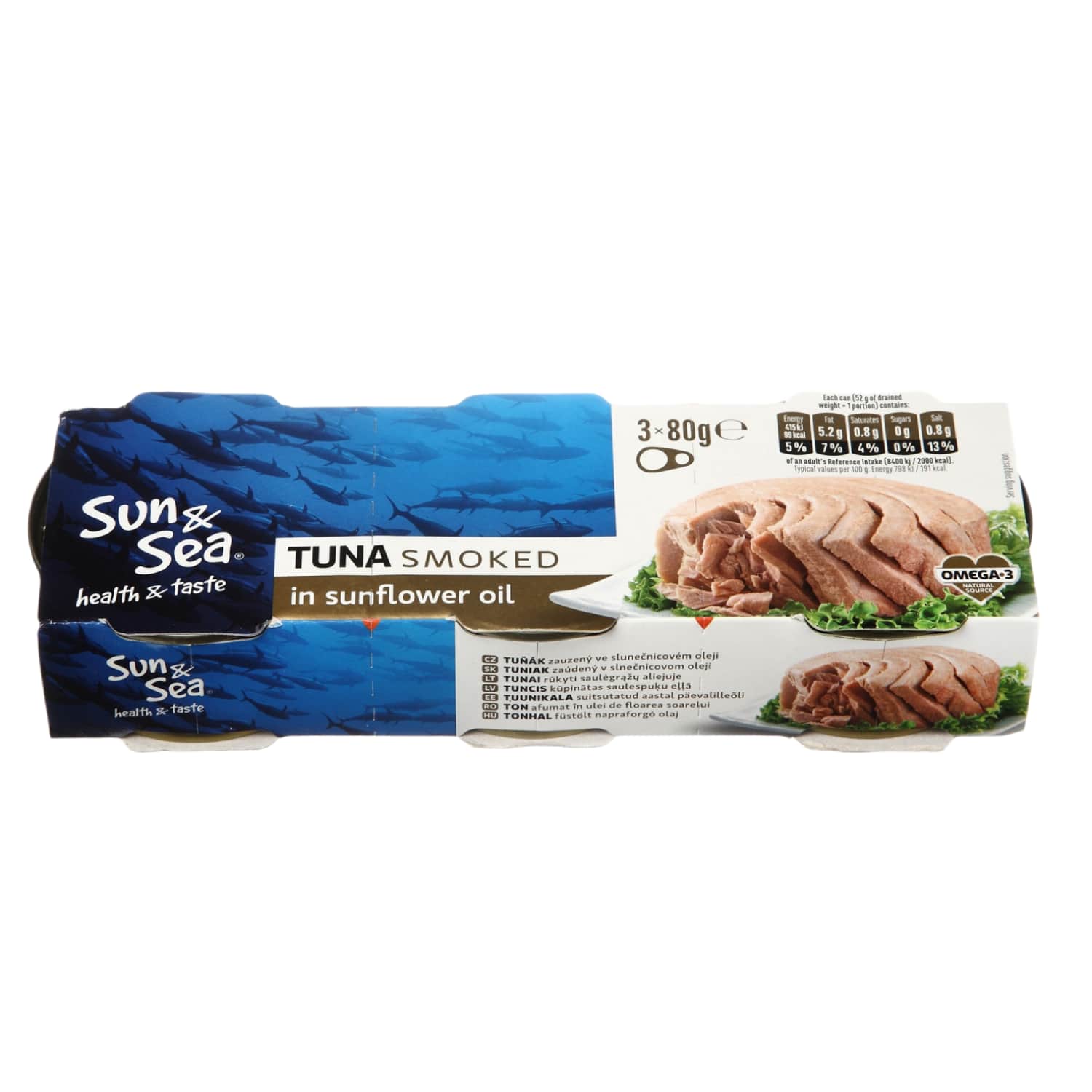 Rūk. tunas saulėgrąžų aliejuje SUN&SEA, 3x80g
