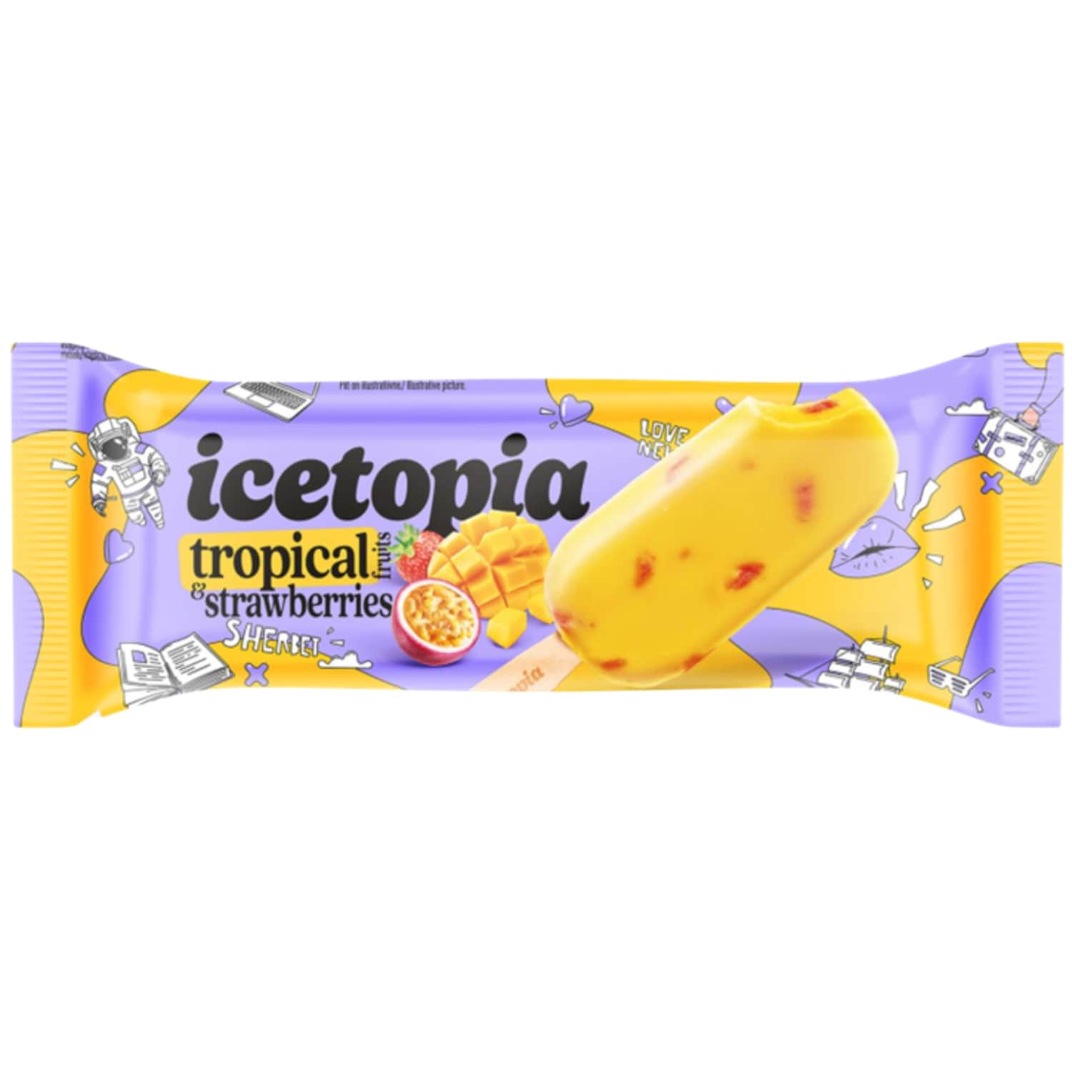 Сорбет с кусочками клубники ICETOPIA TROPIC., 80 мл