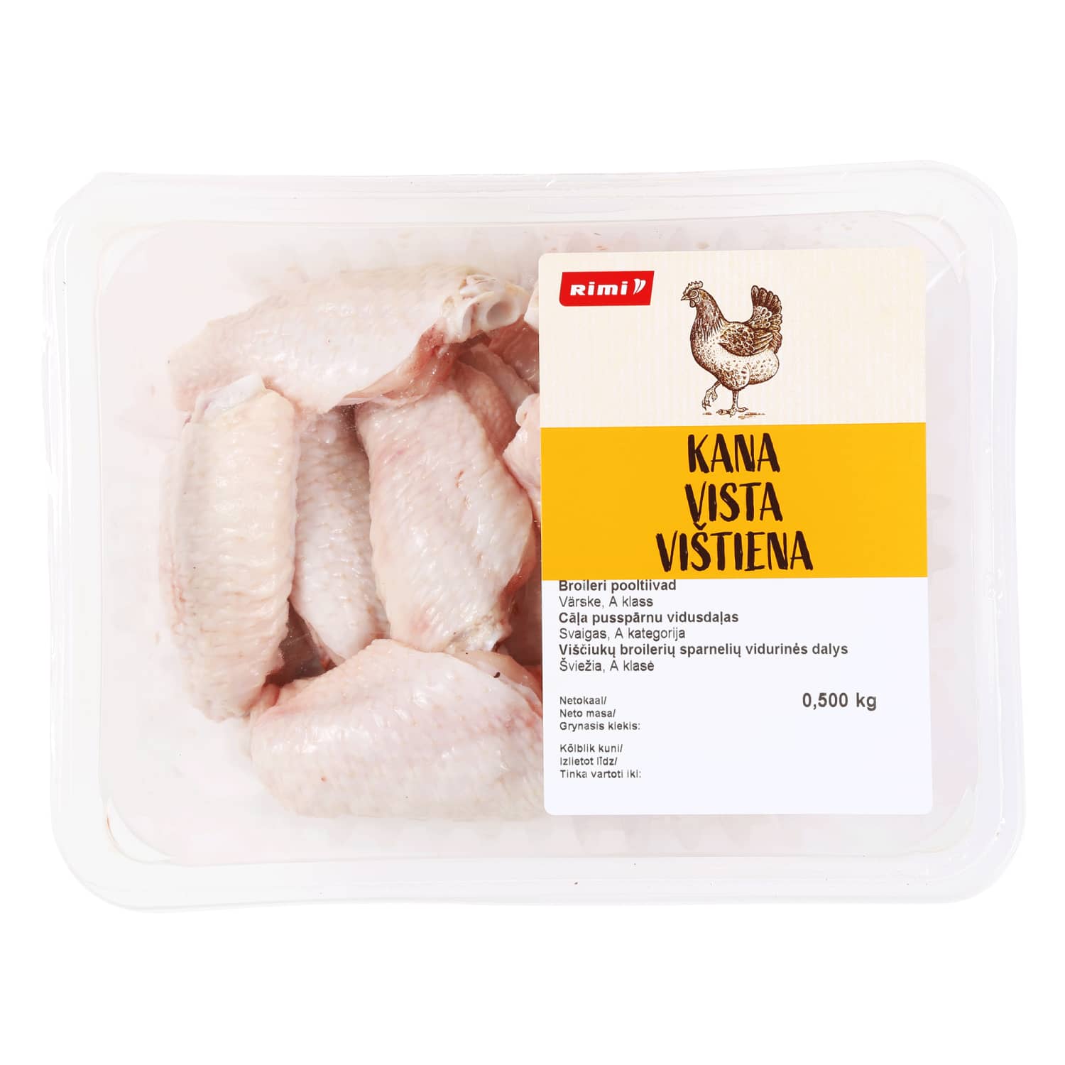 Chicken broiler wing middle part RIMI, grade A, 500 g
