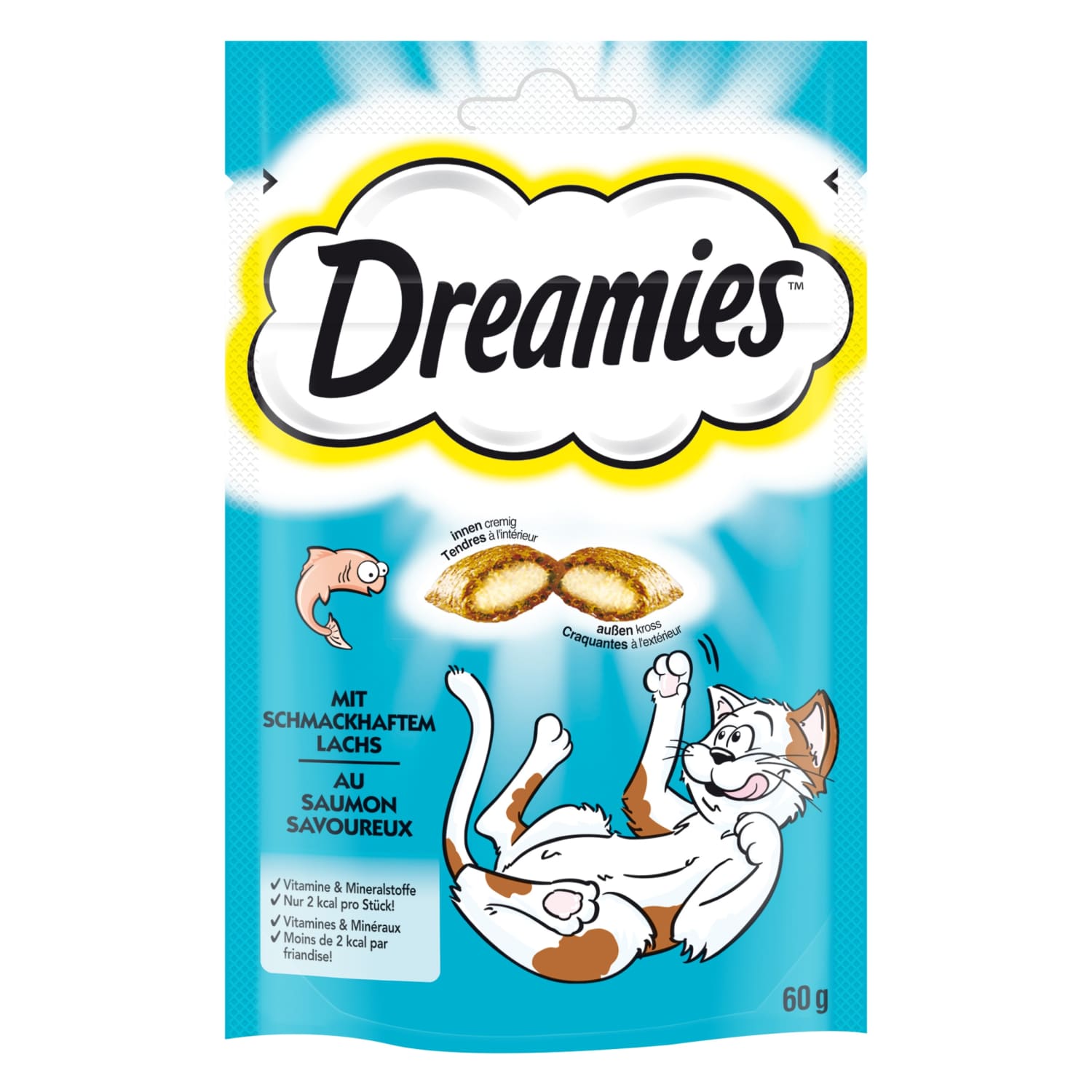 Лакомства для кошек с лососем DREAMIES, 60 г