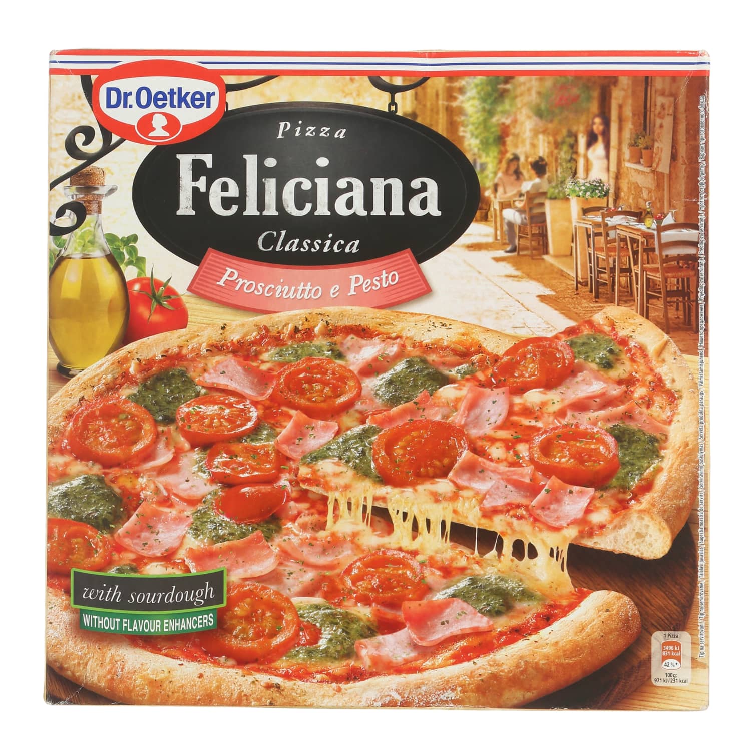 Frozen pizza ham, pesto sauce DR. OETKER, 360 g