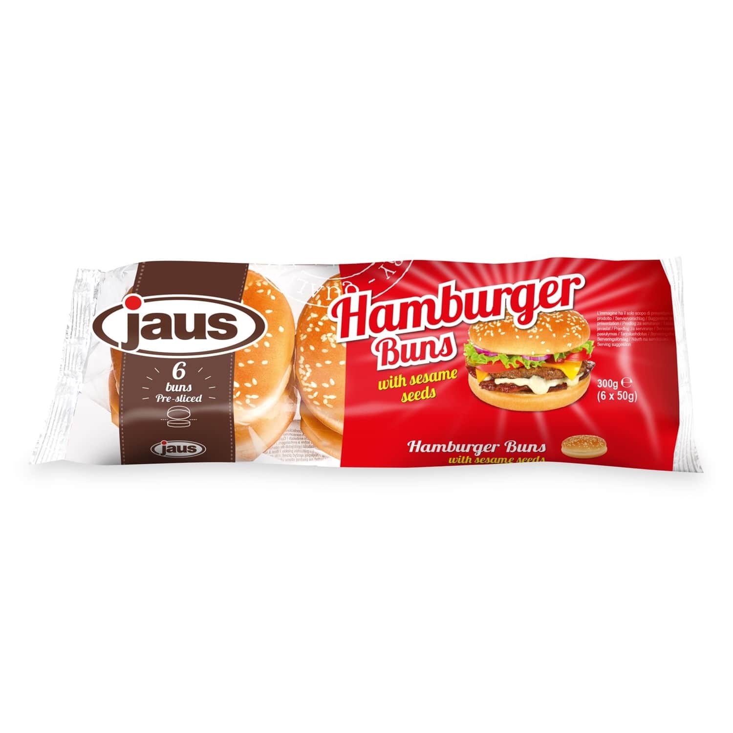 Булочки для гамбургеров с кунжутом JAUS, 300 г