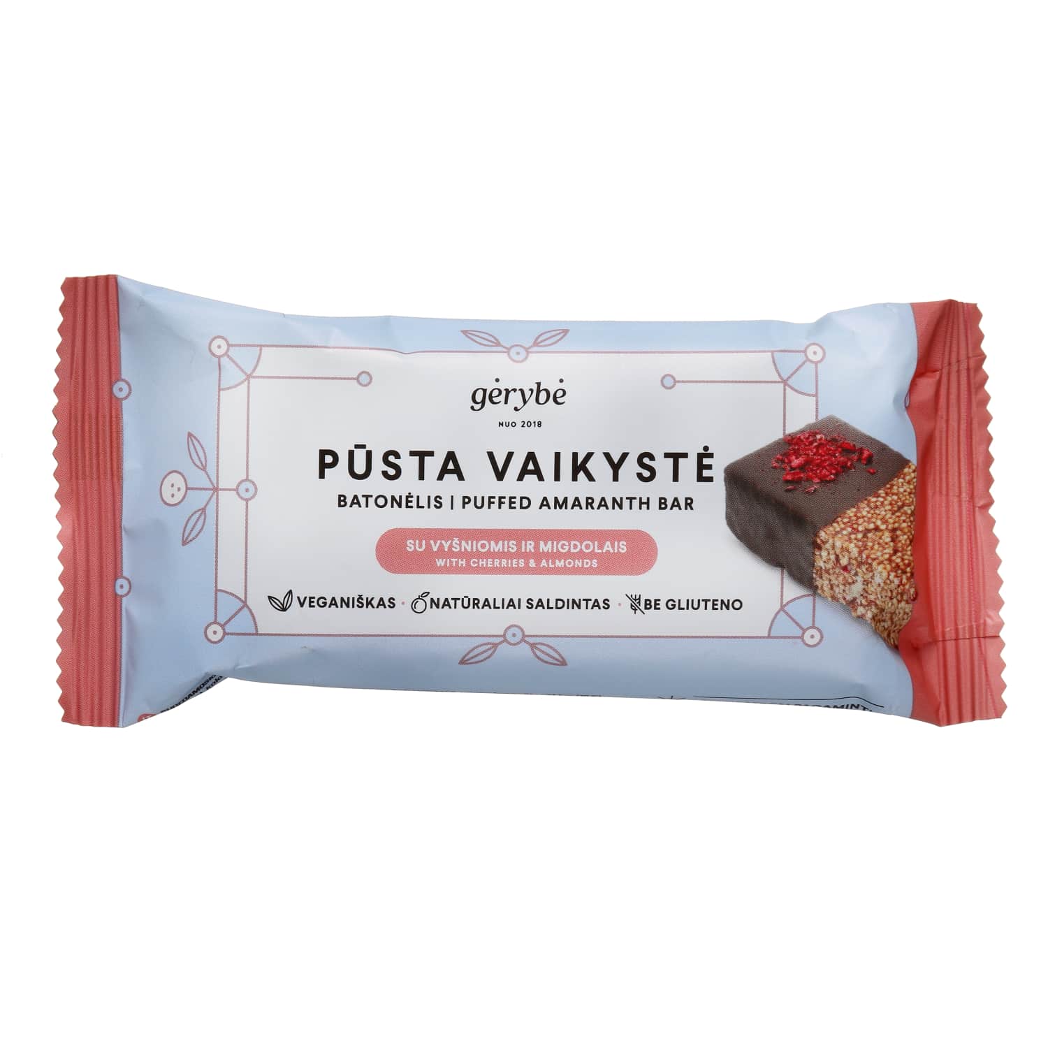 Bar with cherry and almond GĖRYBĖ, 40 g