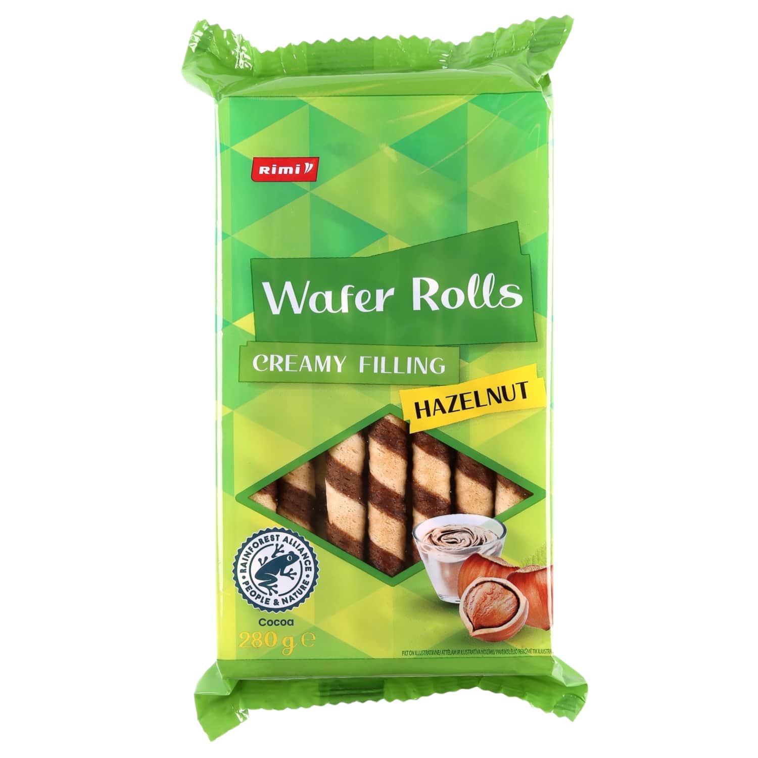 Waffle Tubes RIMI with Hazelnut Filling, 280 g