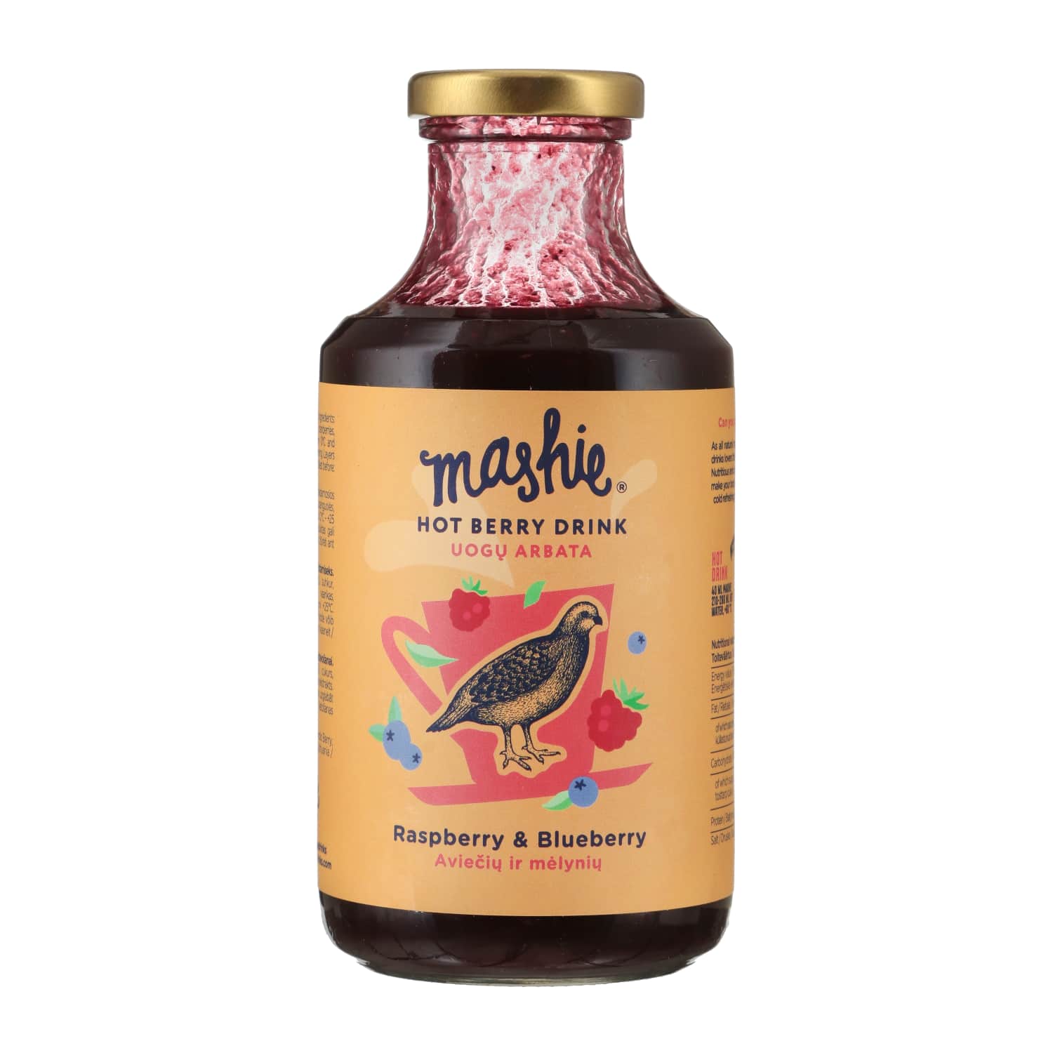 Avieč. mėlyn. uogų tyrė arbatai MASHIE, 500ml