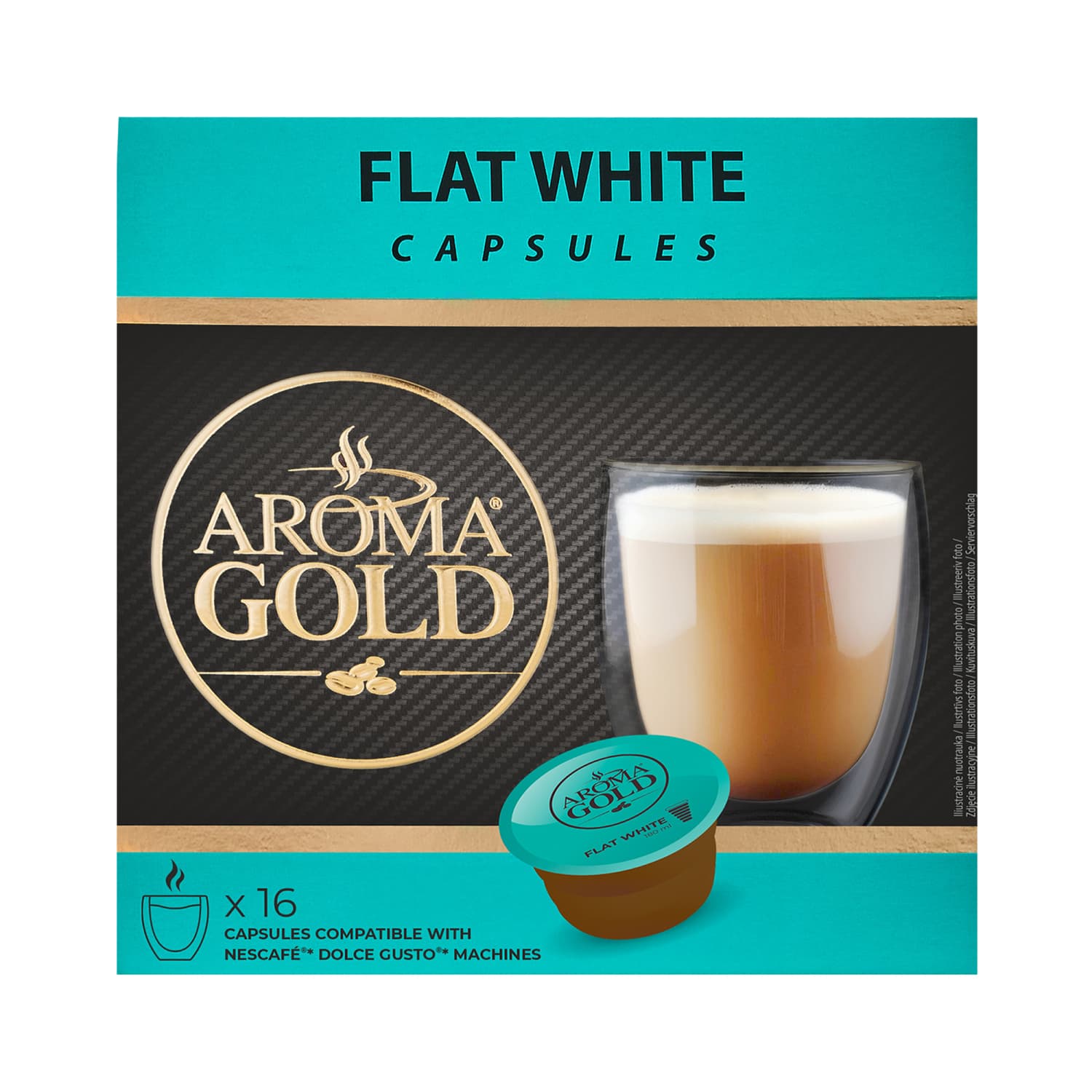 Kavos kapsulės AROMA GOLD FLAT WHITE, 187,2 g