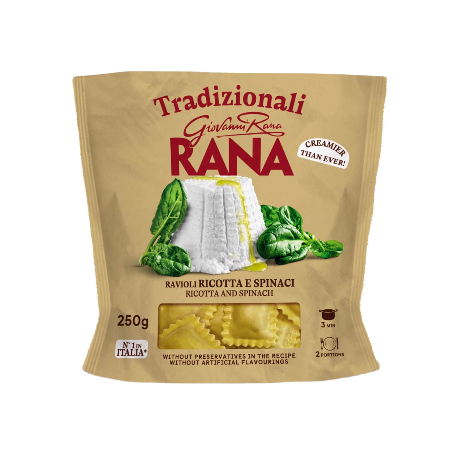 Ravioliai su rikotos sūriu, špin.,RANA,  250g
