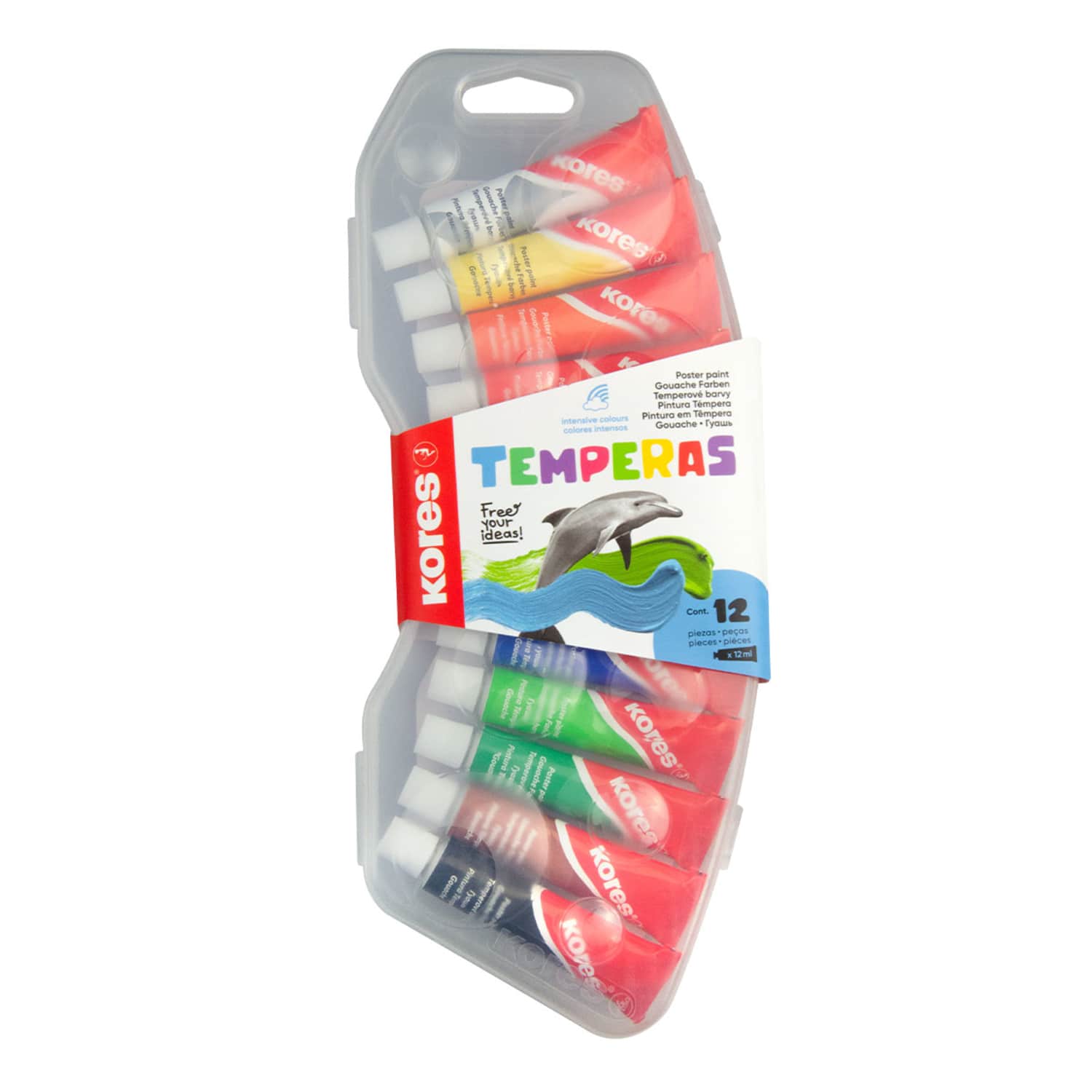 Guašas 12 spalvų KORES TEMPERAS, 12 ml