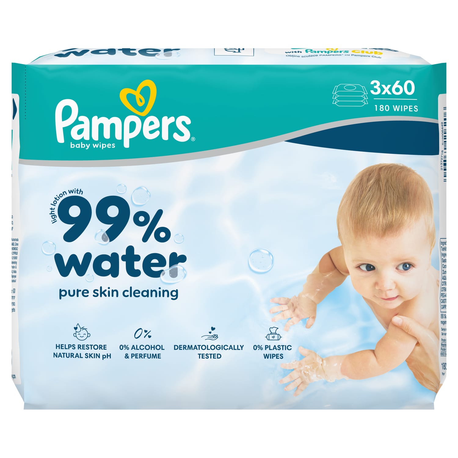 Kūdikių servetėlės PAMPERS WATER, 3 x 60 vnt.