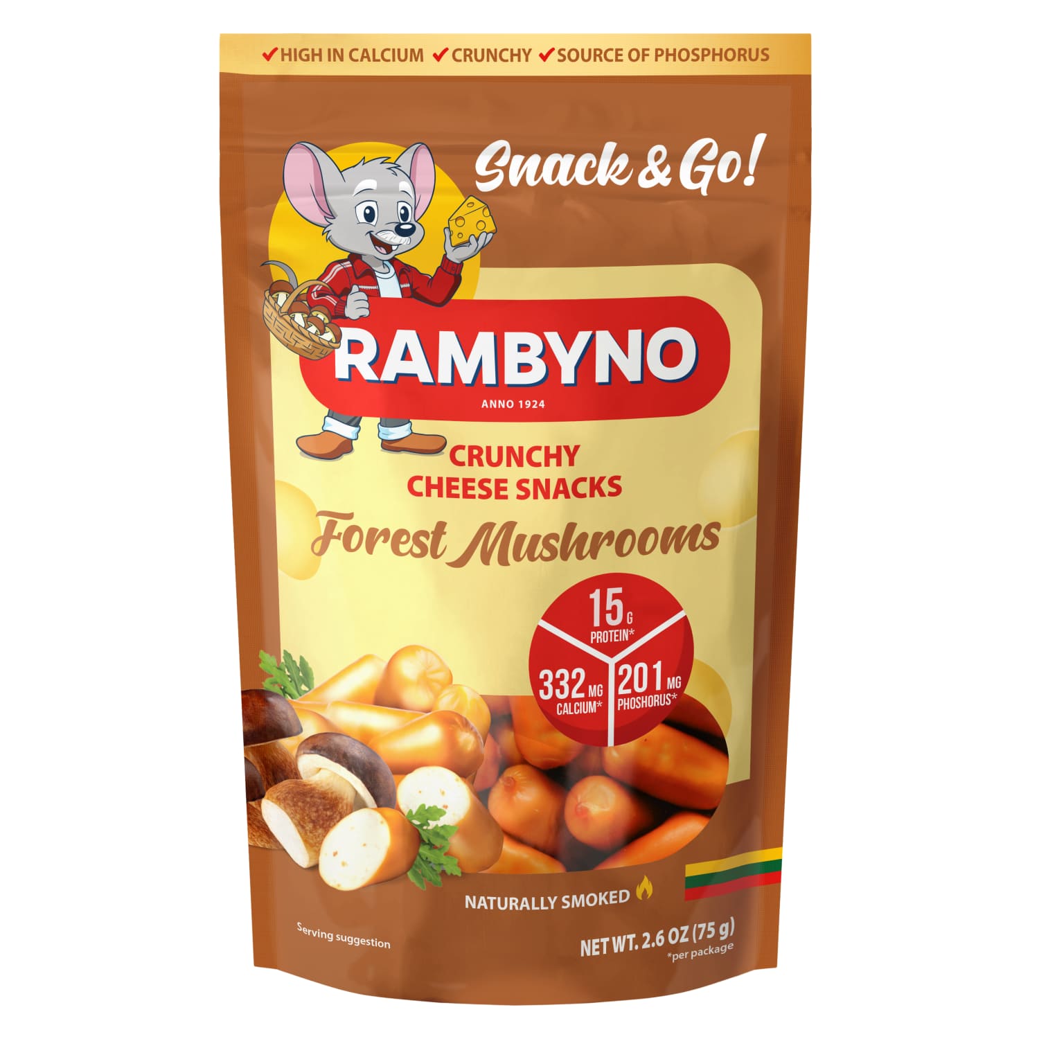 Копченая сырная закуска RAMBYNO, с грибами, 45%, 75 г
