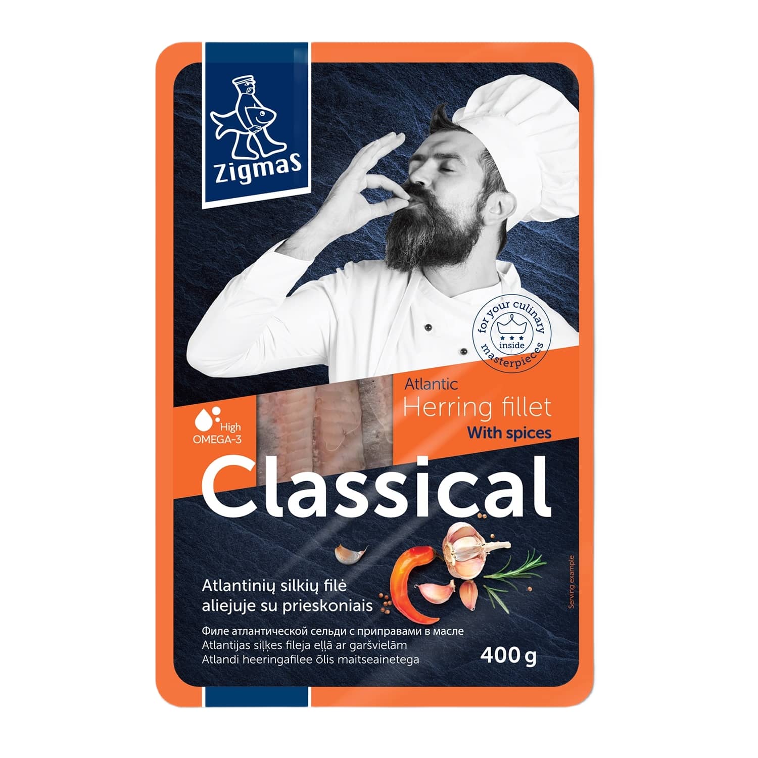Herring fillet in oil with spices ZIGMAS, 400 g