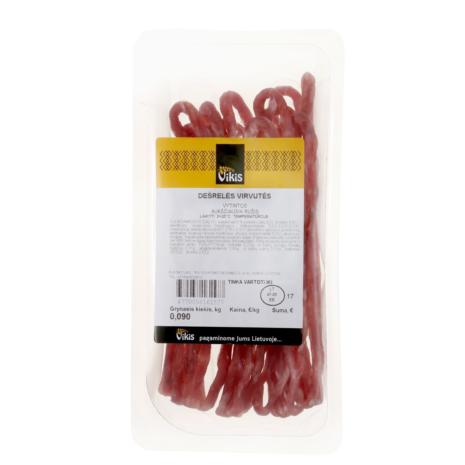 Вяленые сосиски ВИРВУТЕС ВИКИС, 90 г
