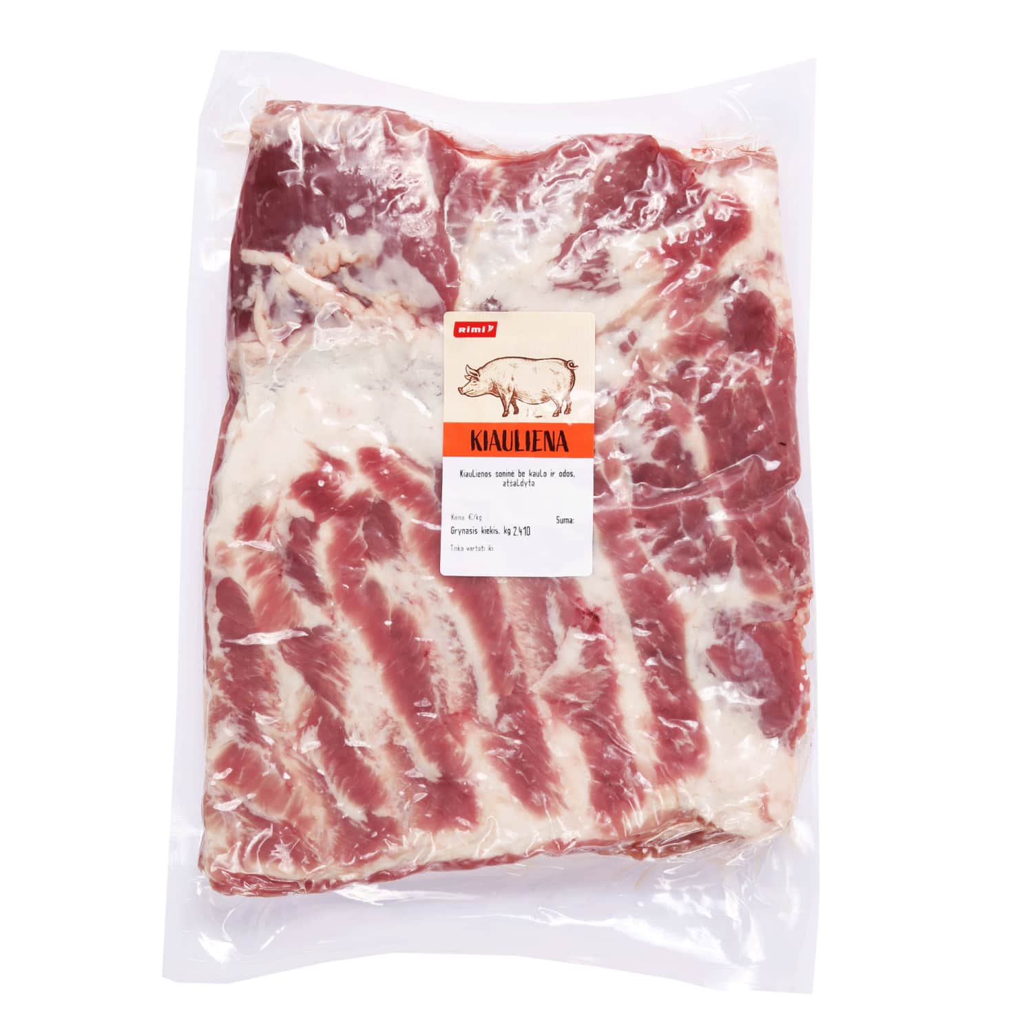 Chilled pork belly without bone and skin RIMI, 1 kg