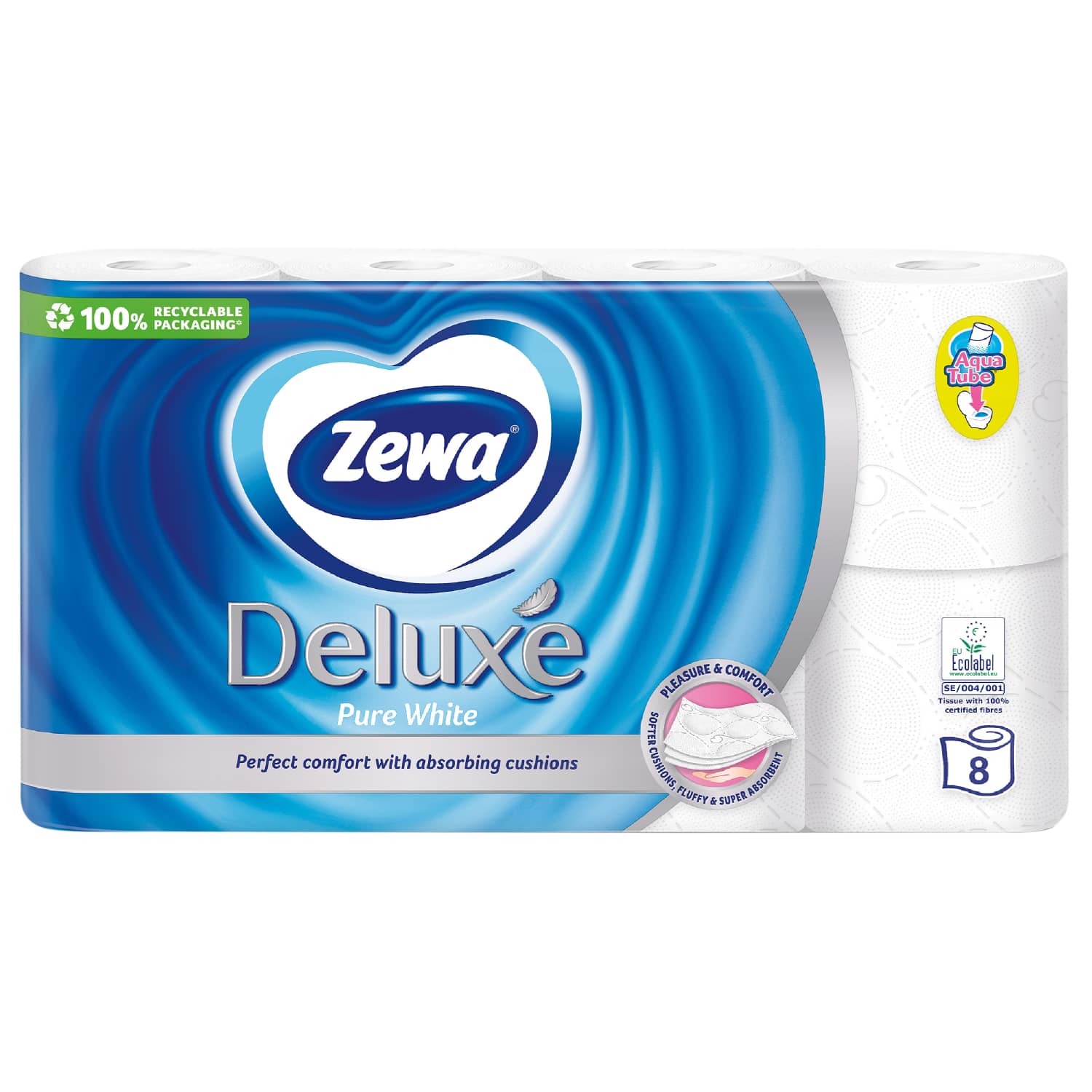 Туалетная бумага ZEWA DELUXE, 3 слоя, 8 шт.