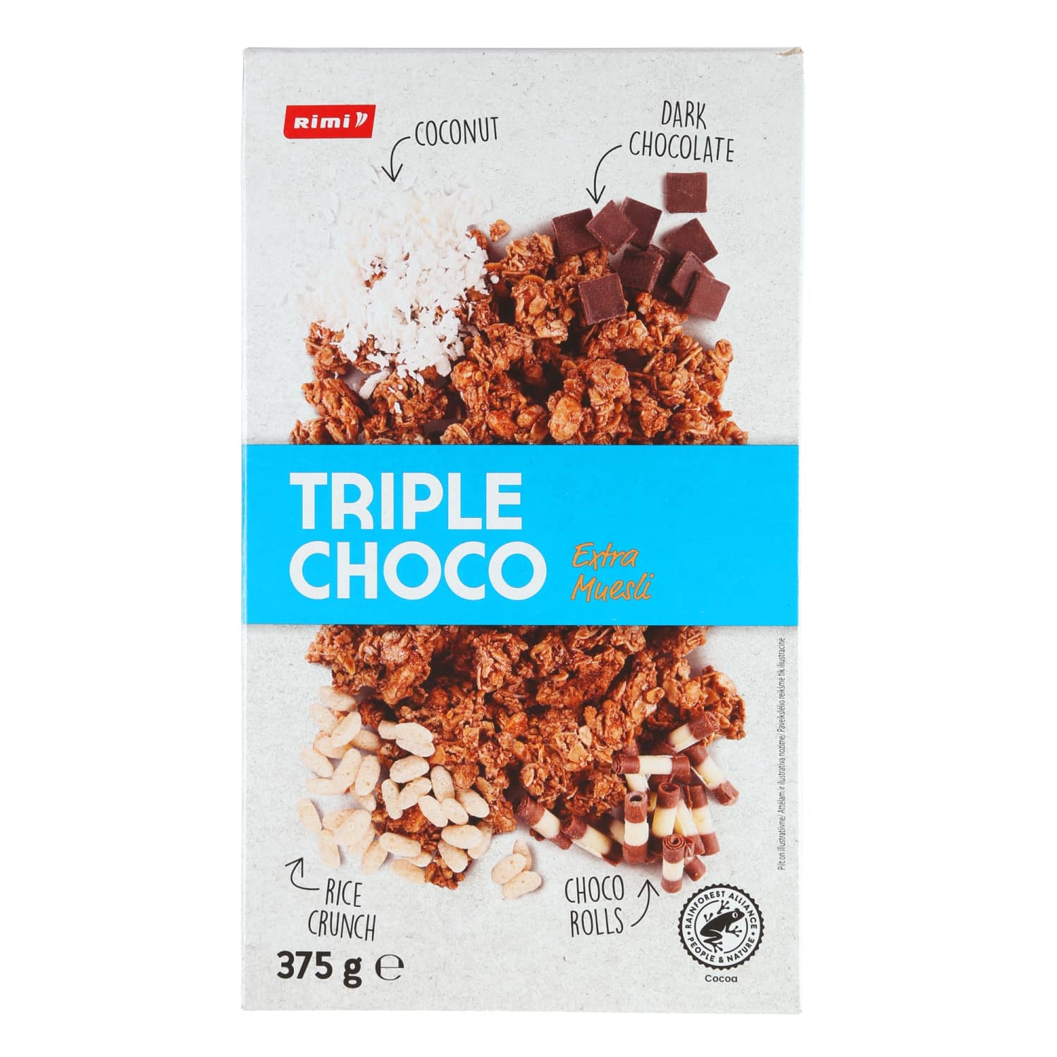 Cereal RIMI EXTRA TRIPLE CHOCO, 375 g